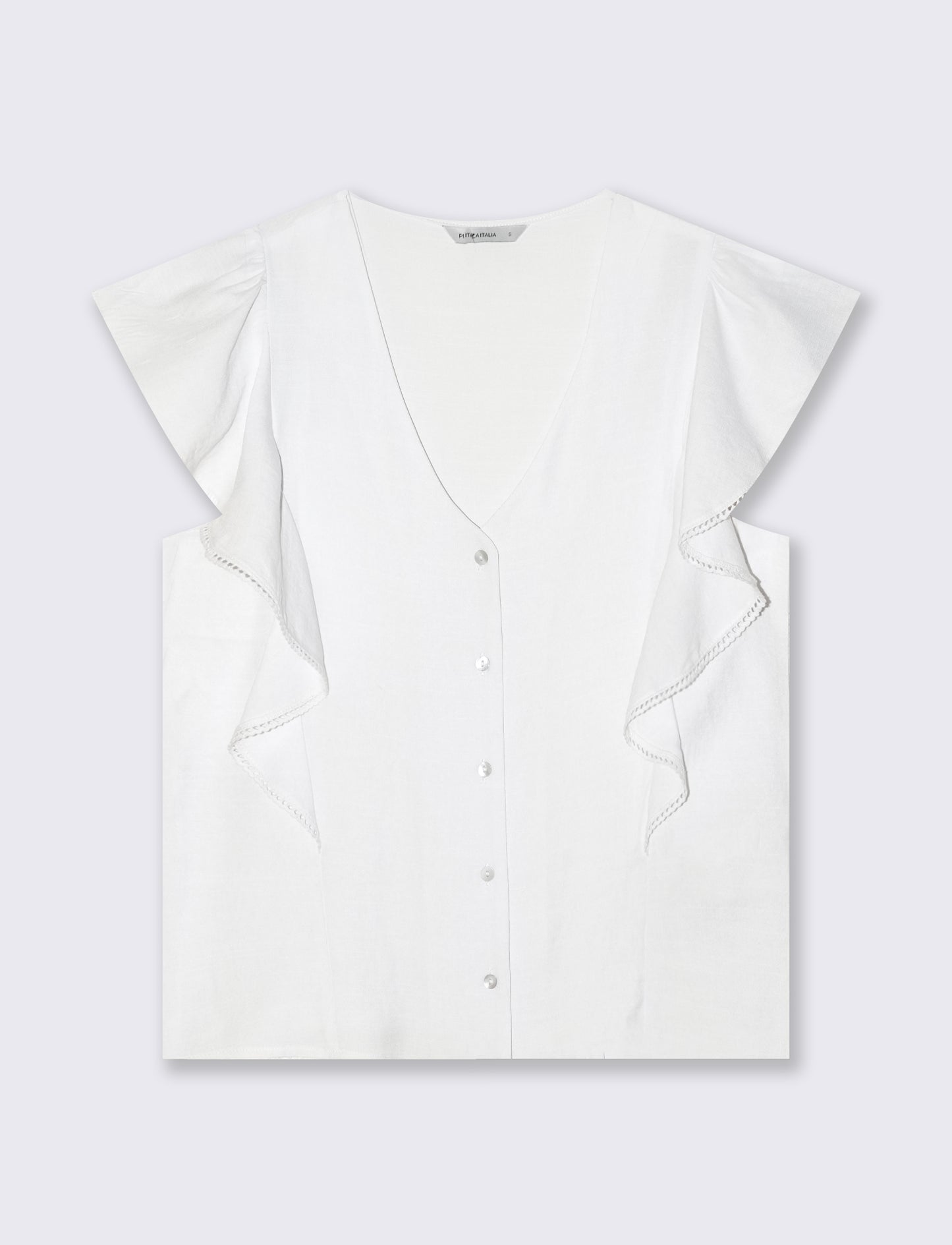 Camicia Giro Maniche con Rouches - Bianco