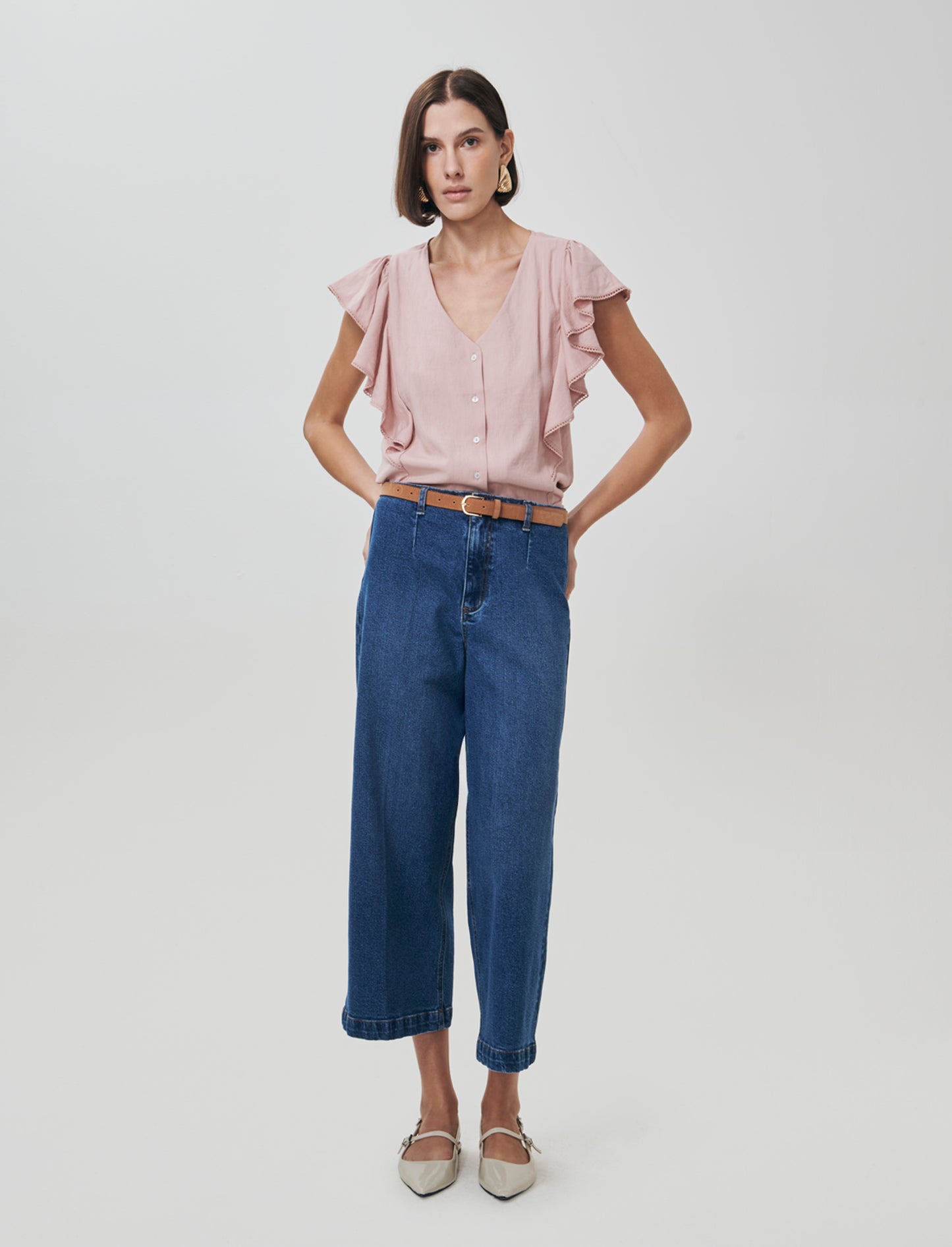 Camicia Giro Maniche con Rouches - Rosa antico