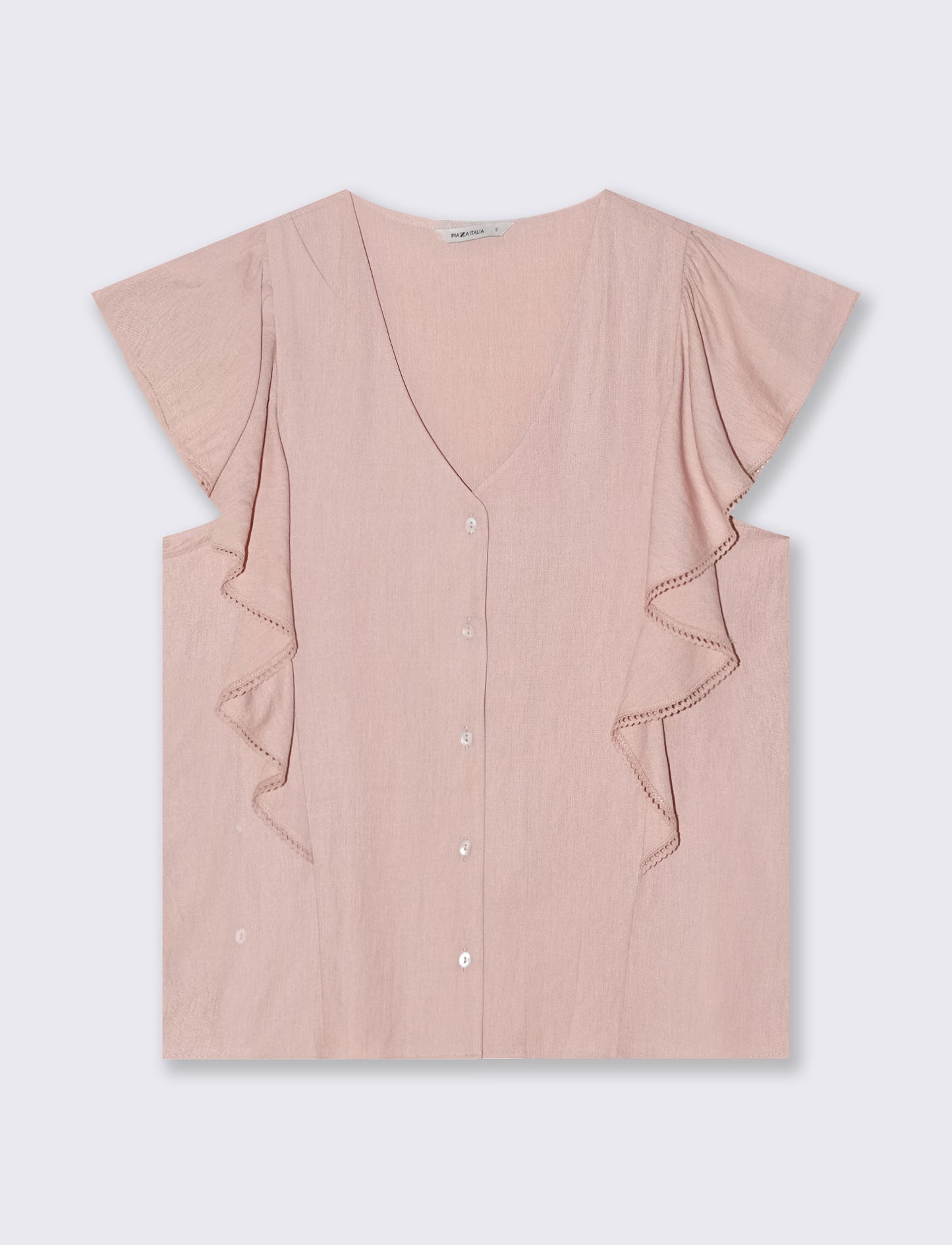 Camicia Giro Maniche con Rouches - Rosa antico