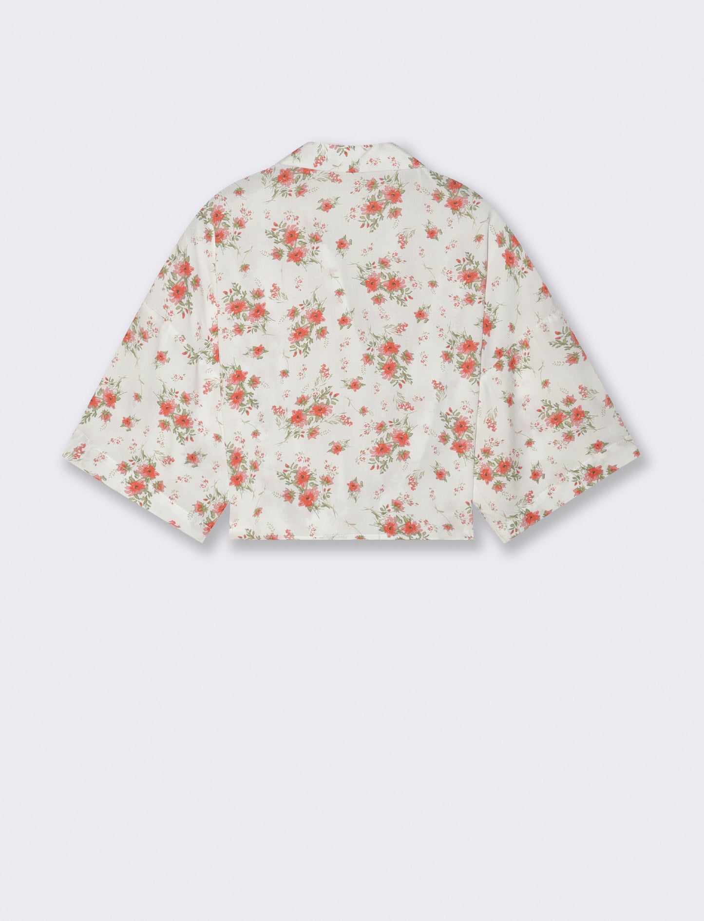 Printed Short Sleeve Shirt with Knot - 