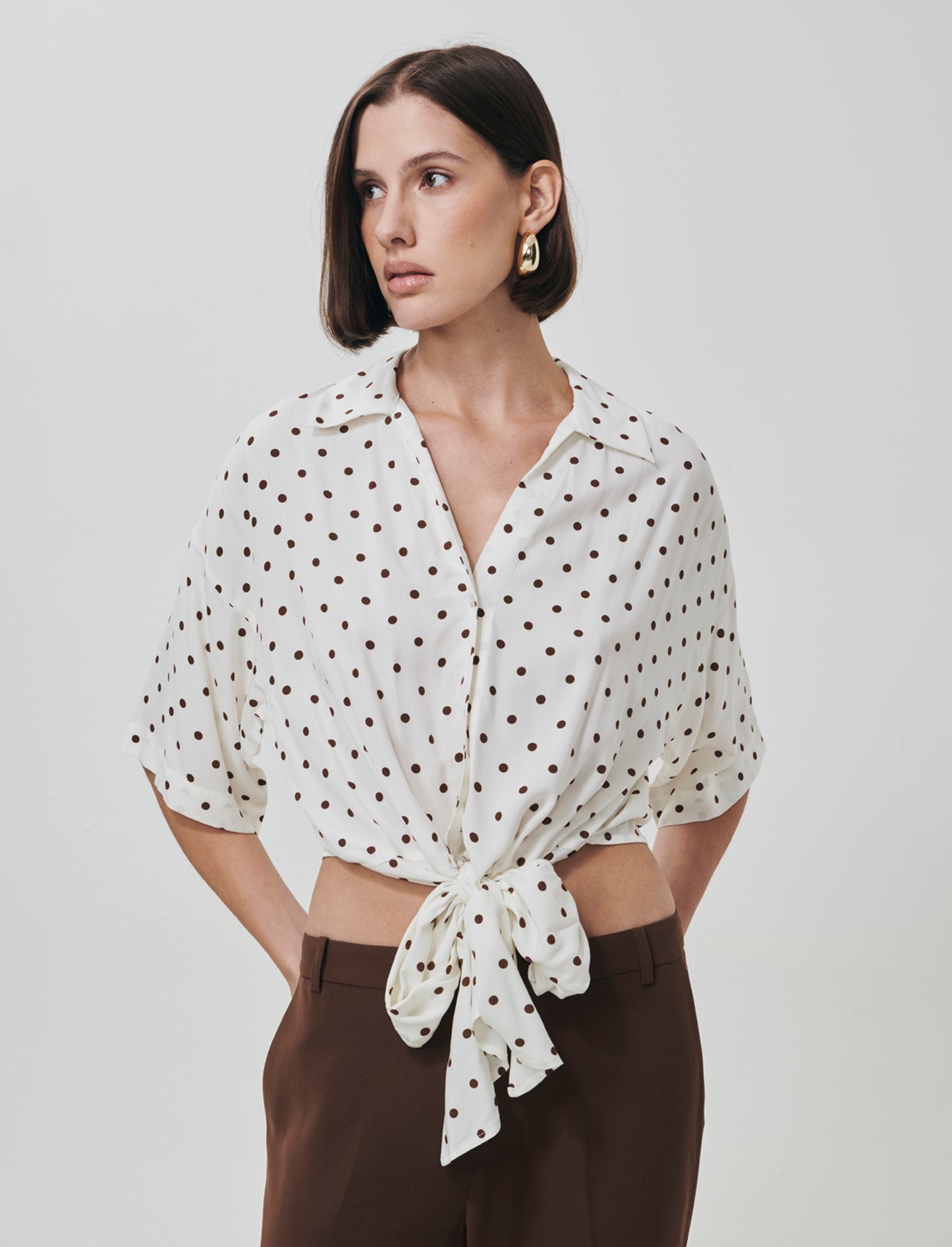 Camicia Stampata Mezza Manica con Nodo - var 2
