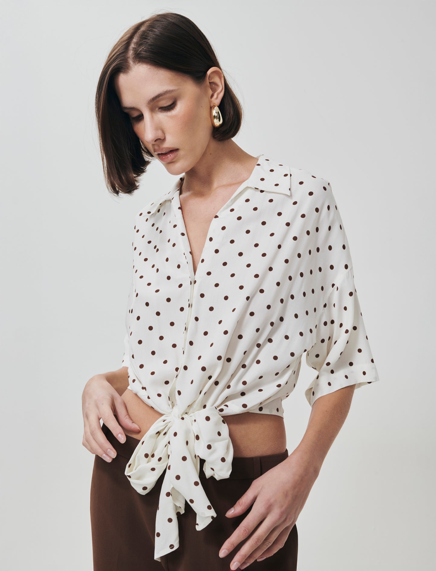 Camicia Stampata Mezza Manica con Nodo - var 2
