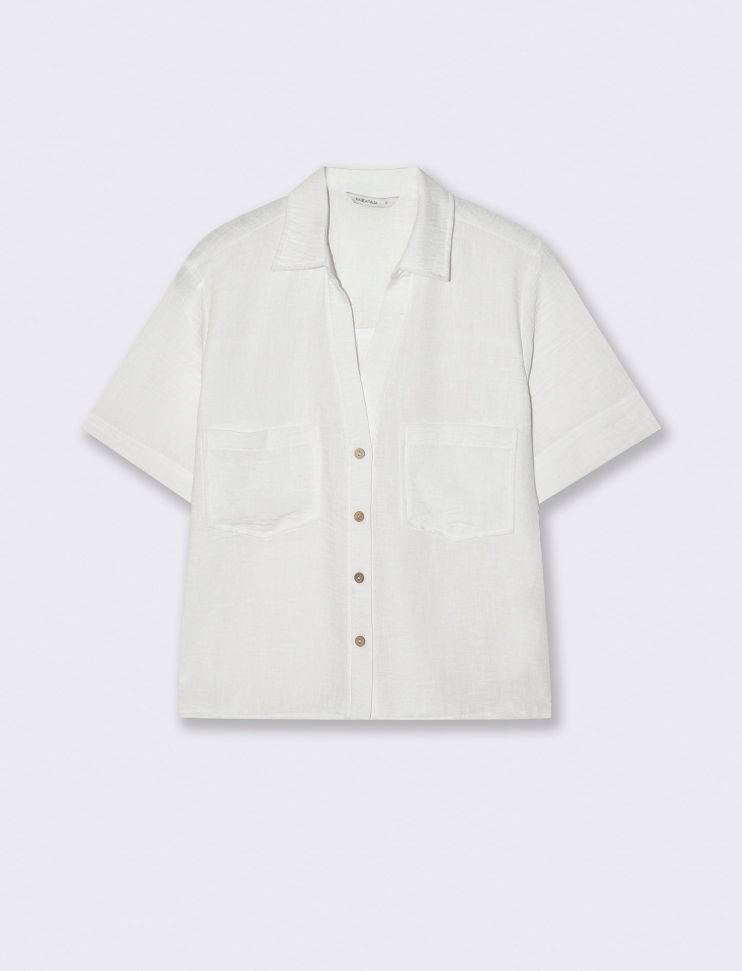 Camicia Manica Corta con Tasche a Toppa - Bianco
