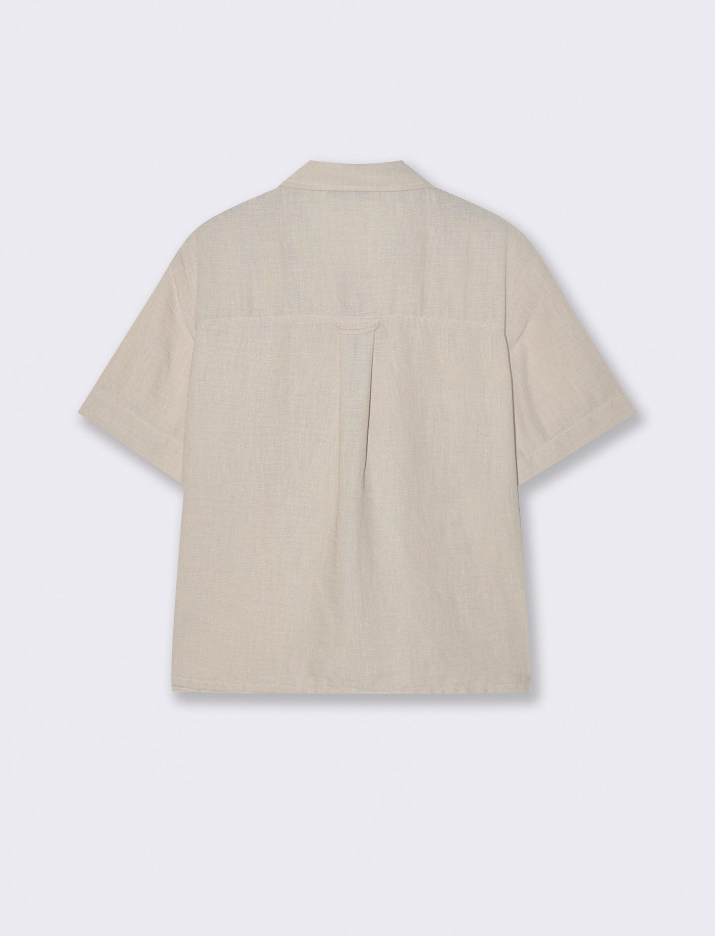 Short Sleeve Shirt with Patch Pockets - Beige