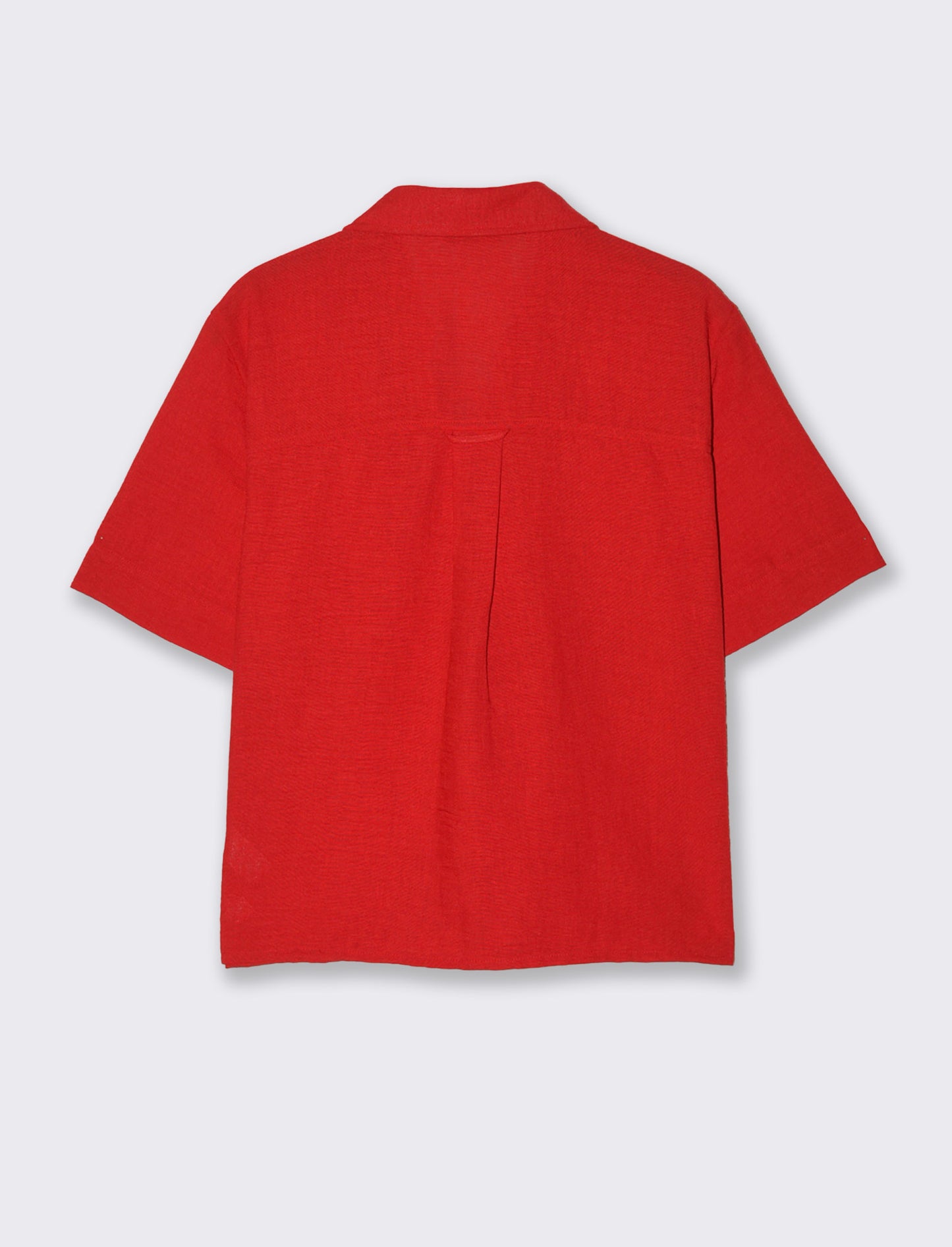 Short Sleeve Shirt with Patch Pockets - Red