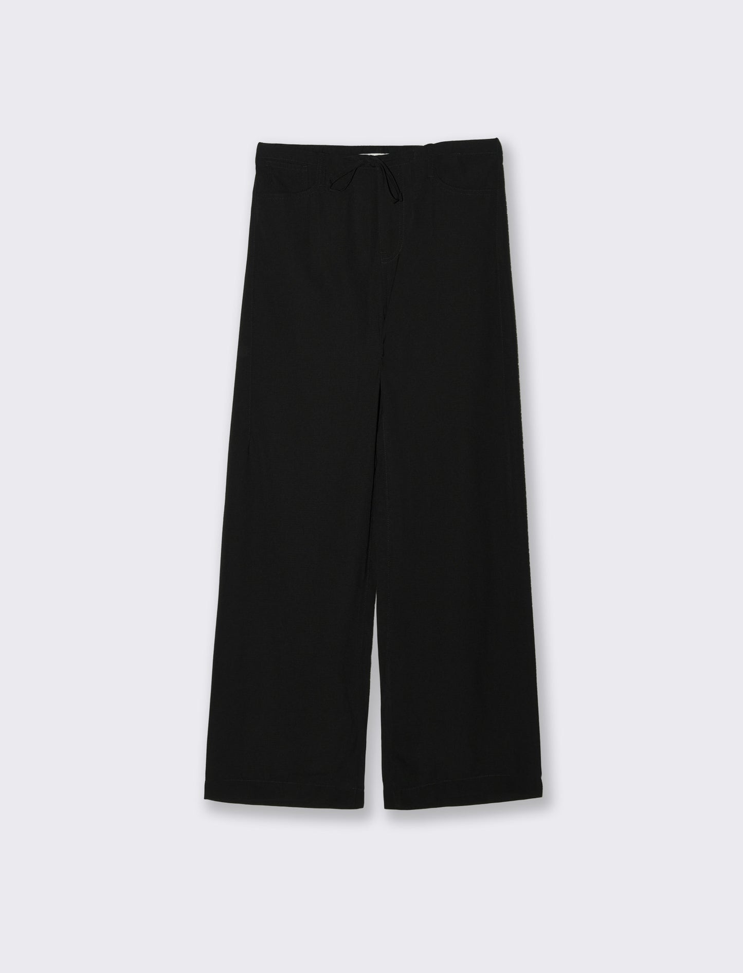 Wide Leg Jogger Pants with Drawstring - Black