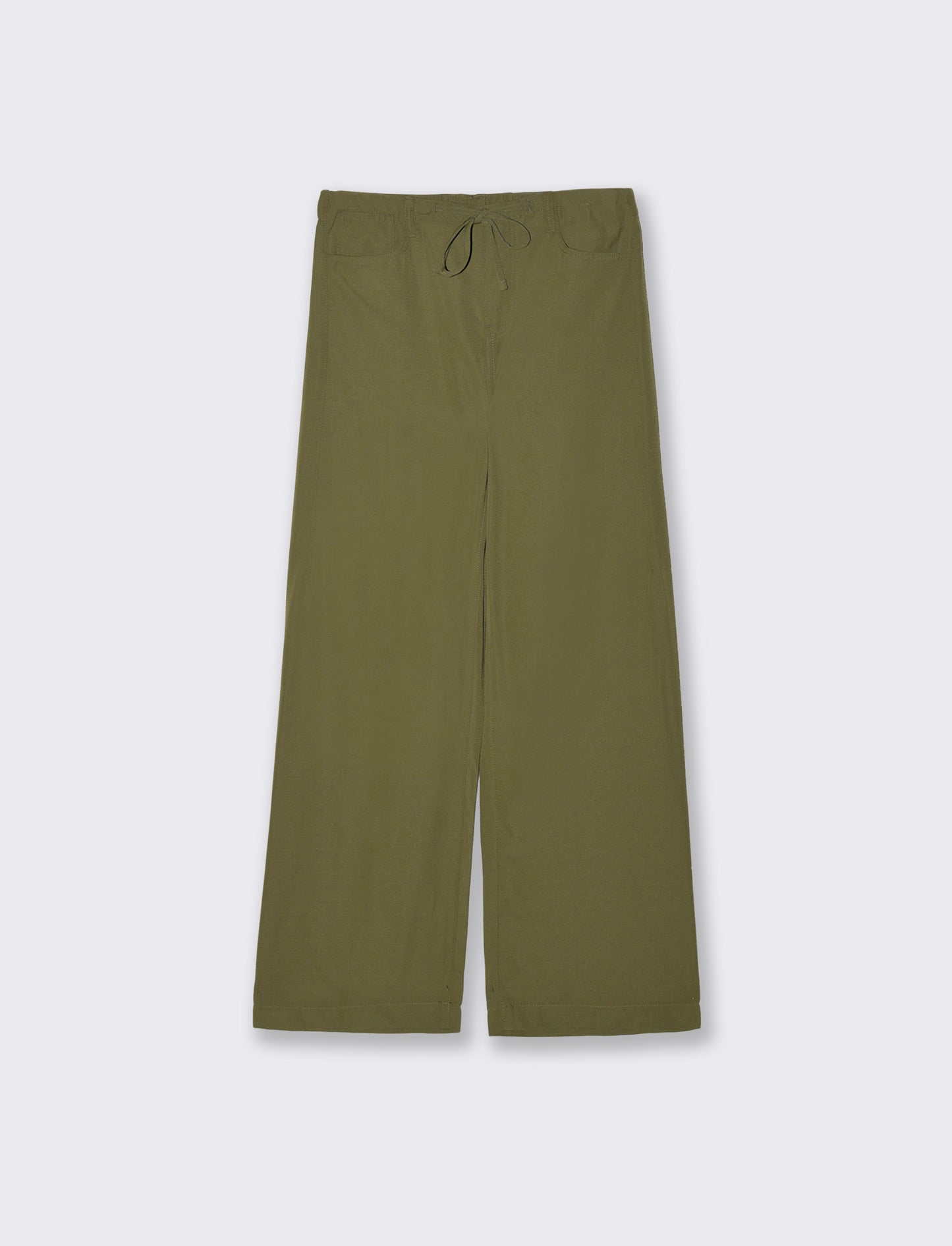 Wide Leg Jogger Pants with Drawstring - Green