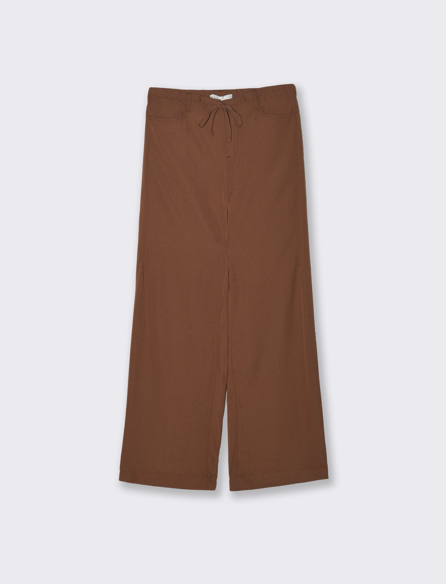 Wide Leg Jogger Pants with Drawstring - Brown