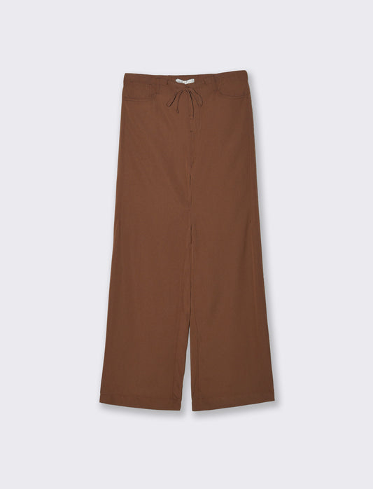 Pantalone Jogger Wide Leg con Coulisse - Marrone cioccolato