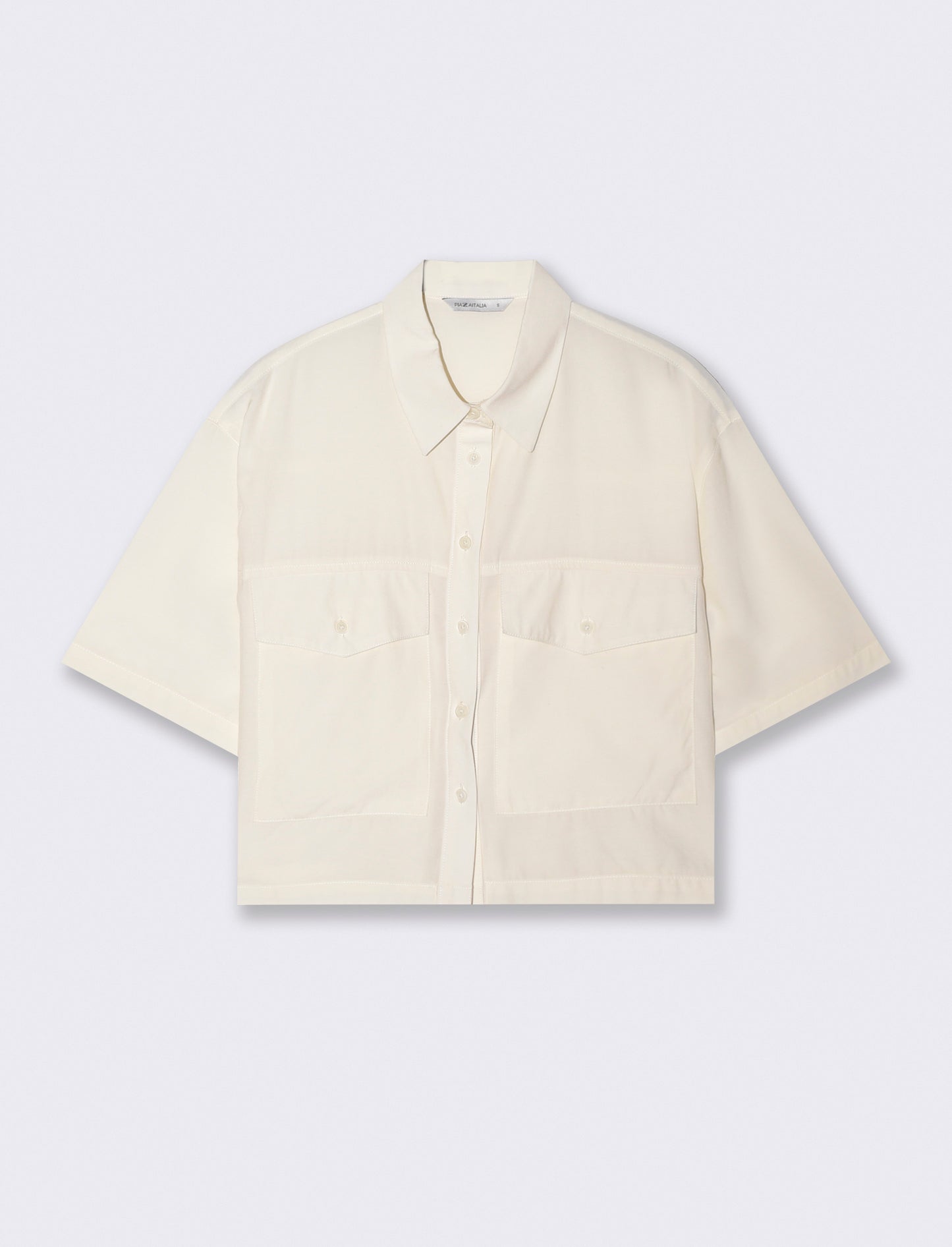 Camicia Mezza Manica con Tasche a Toppa - Grigio ghiaccio
