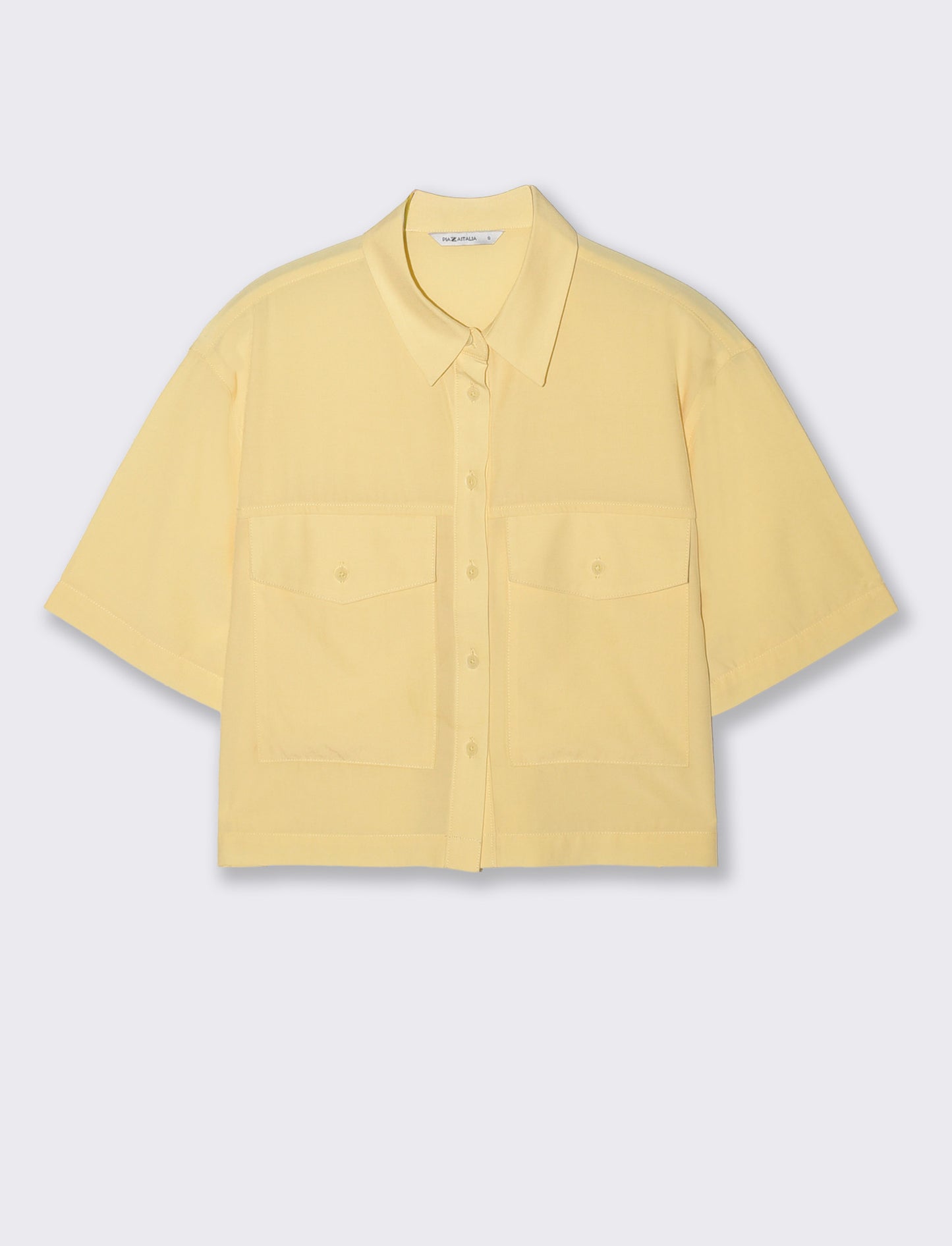Short Sleeve Shirt with Patch Pockets - Yellow