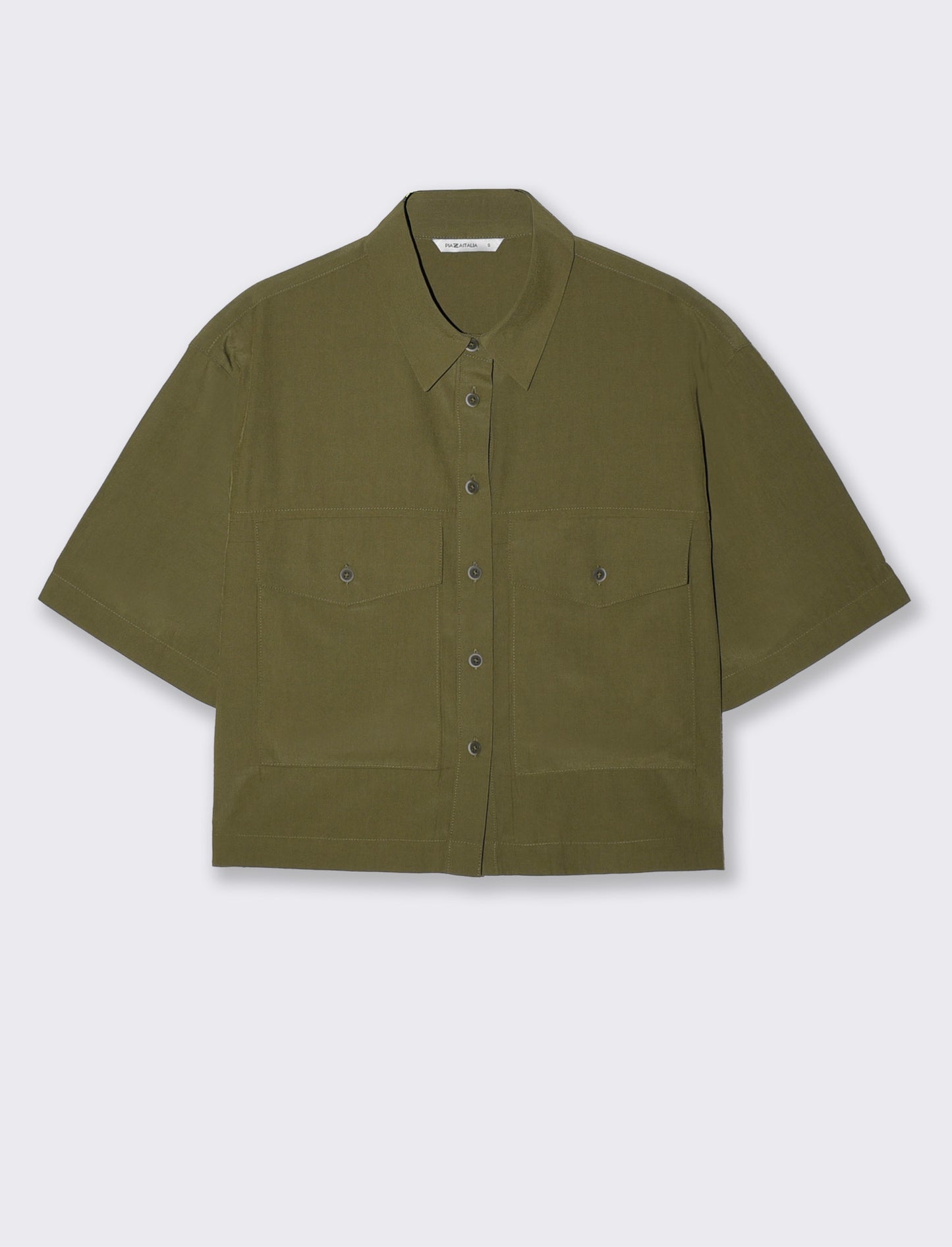 Short Sleeve Shirt with Patch Pockets - Green