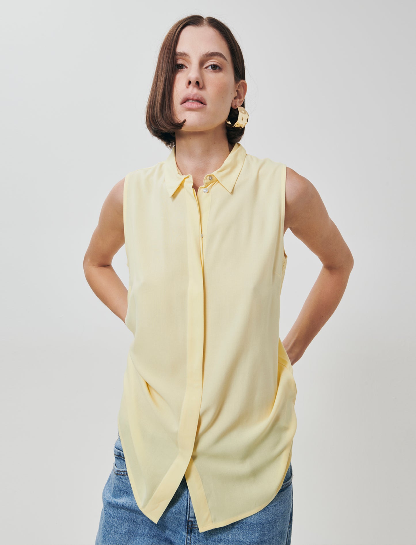 Camicia Giro Manica Basica - Giallo pastello