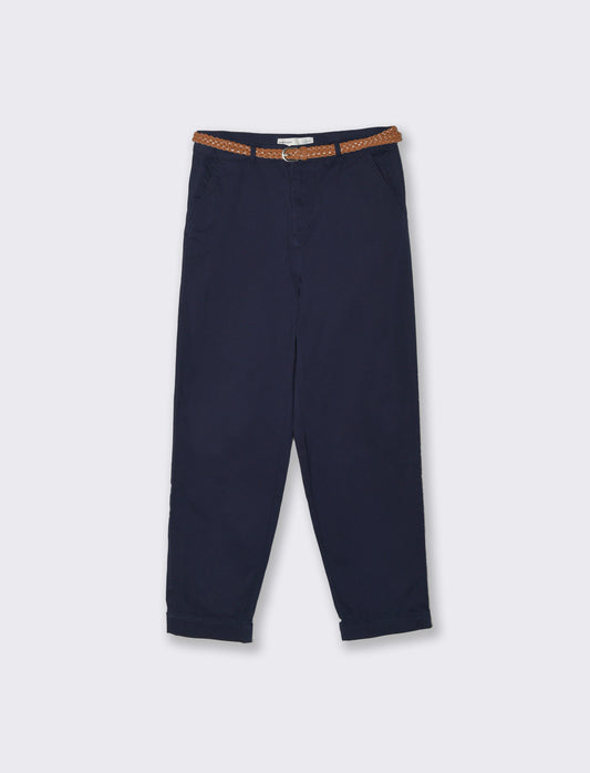 Pantalone con cintura e risvolto elegante - Blu