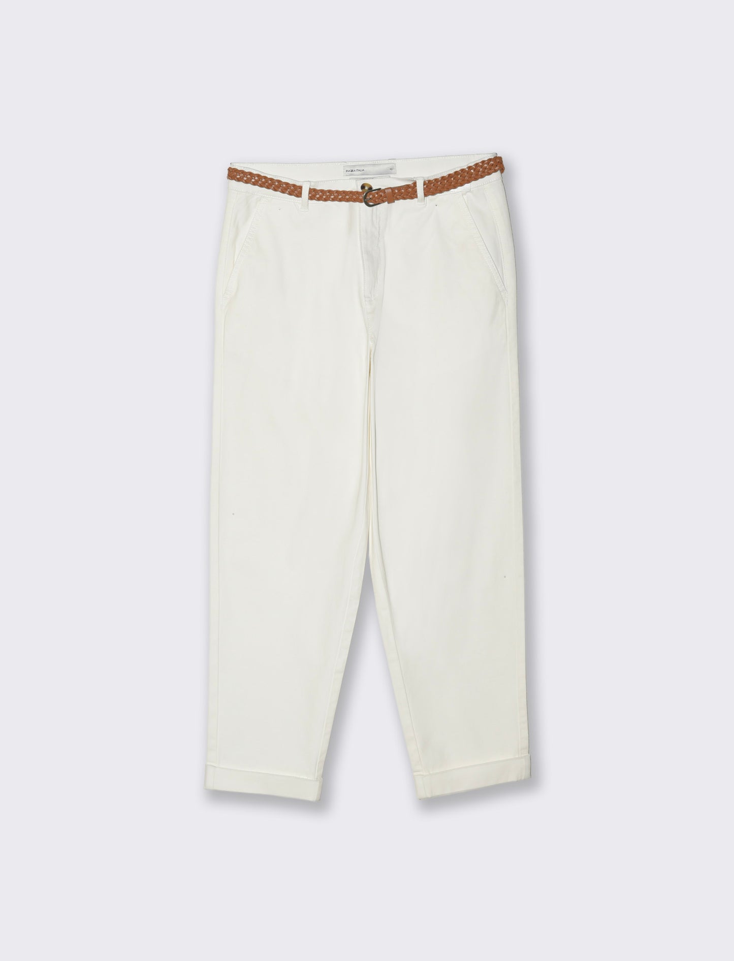 Pantalone con cintura e risvolto elegante - Bianco