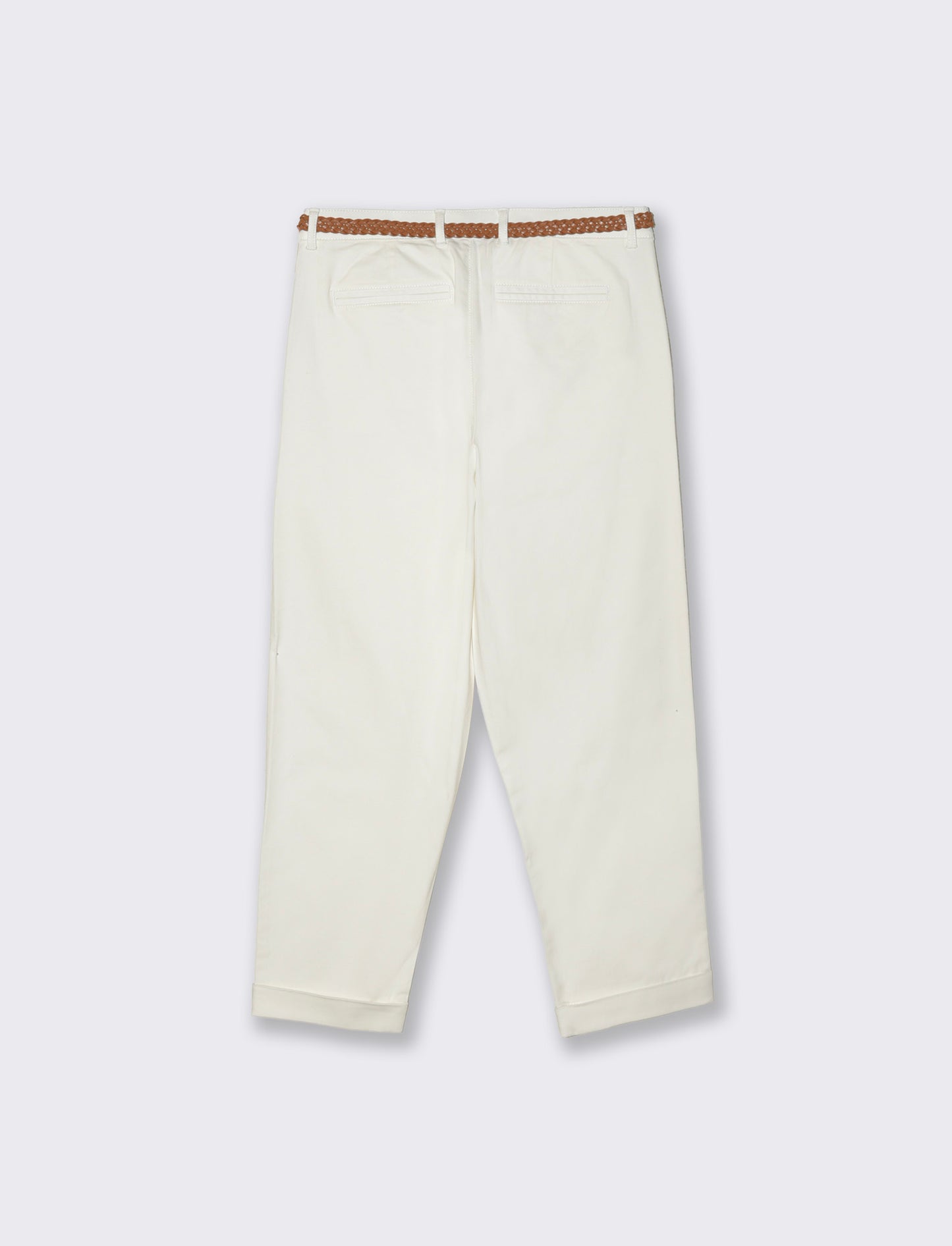 Pantalone con cintura e risvolto elegante - Bianco