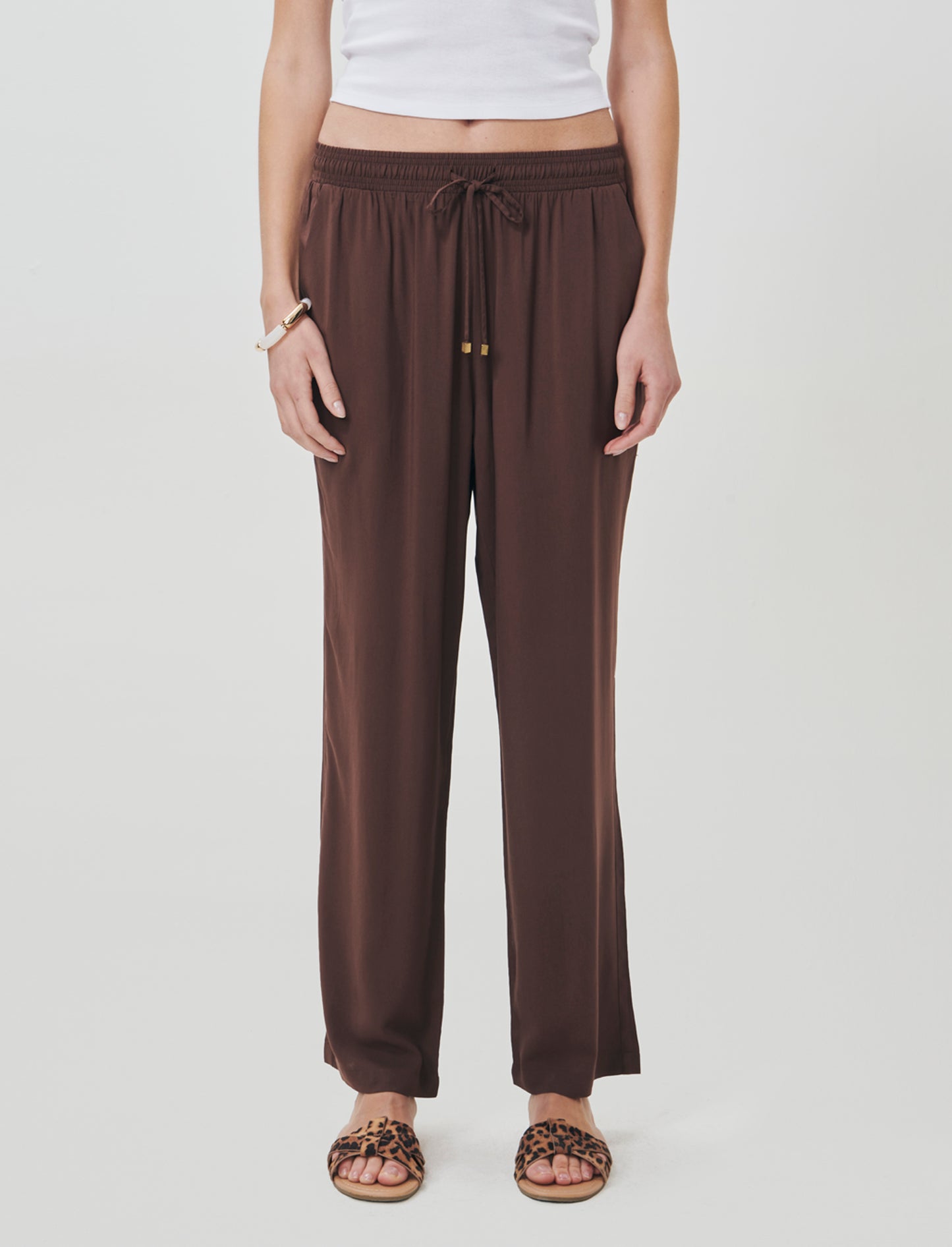 Pantalone con Coulisse ed Elastico - Marrone cioccolato