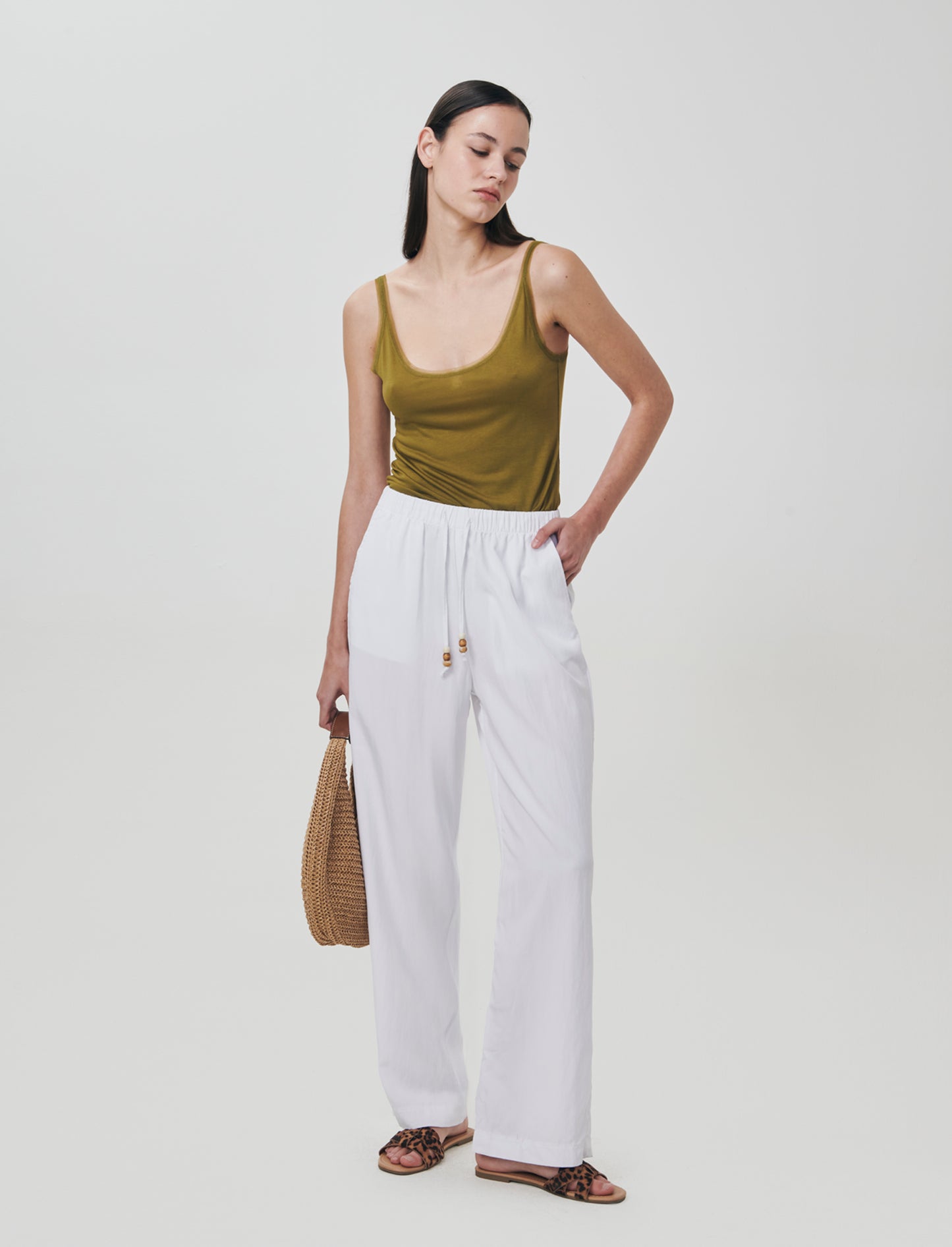 Pantalone con coulisse e tasche - Bianco