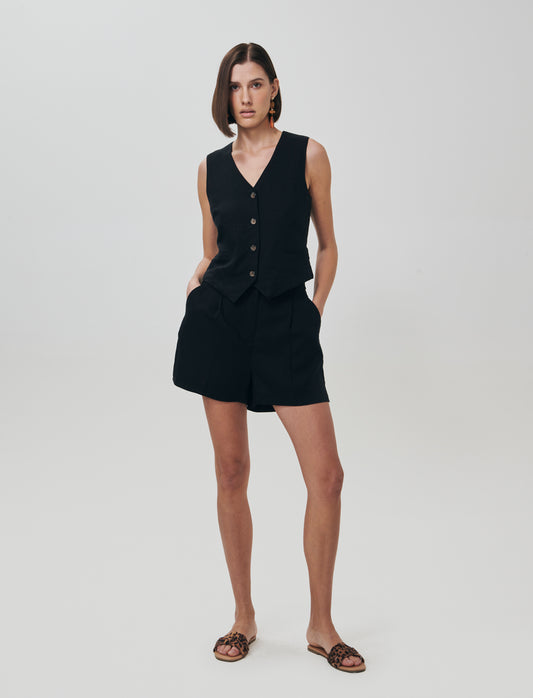 Shorts with Elastic and American Pockets - Black