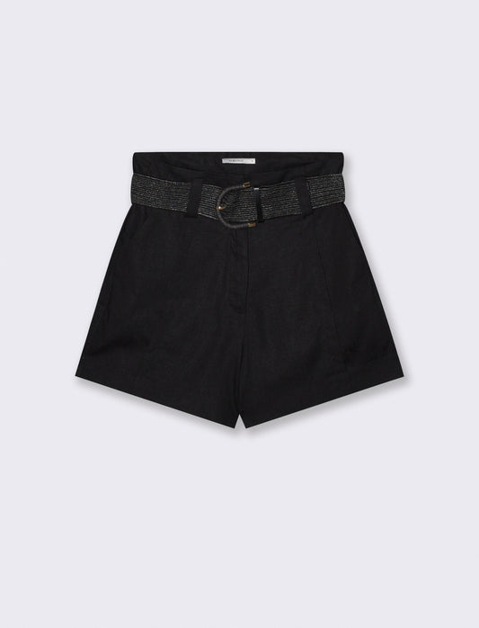 Shorts with waist belt - Black