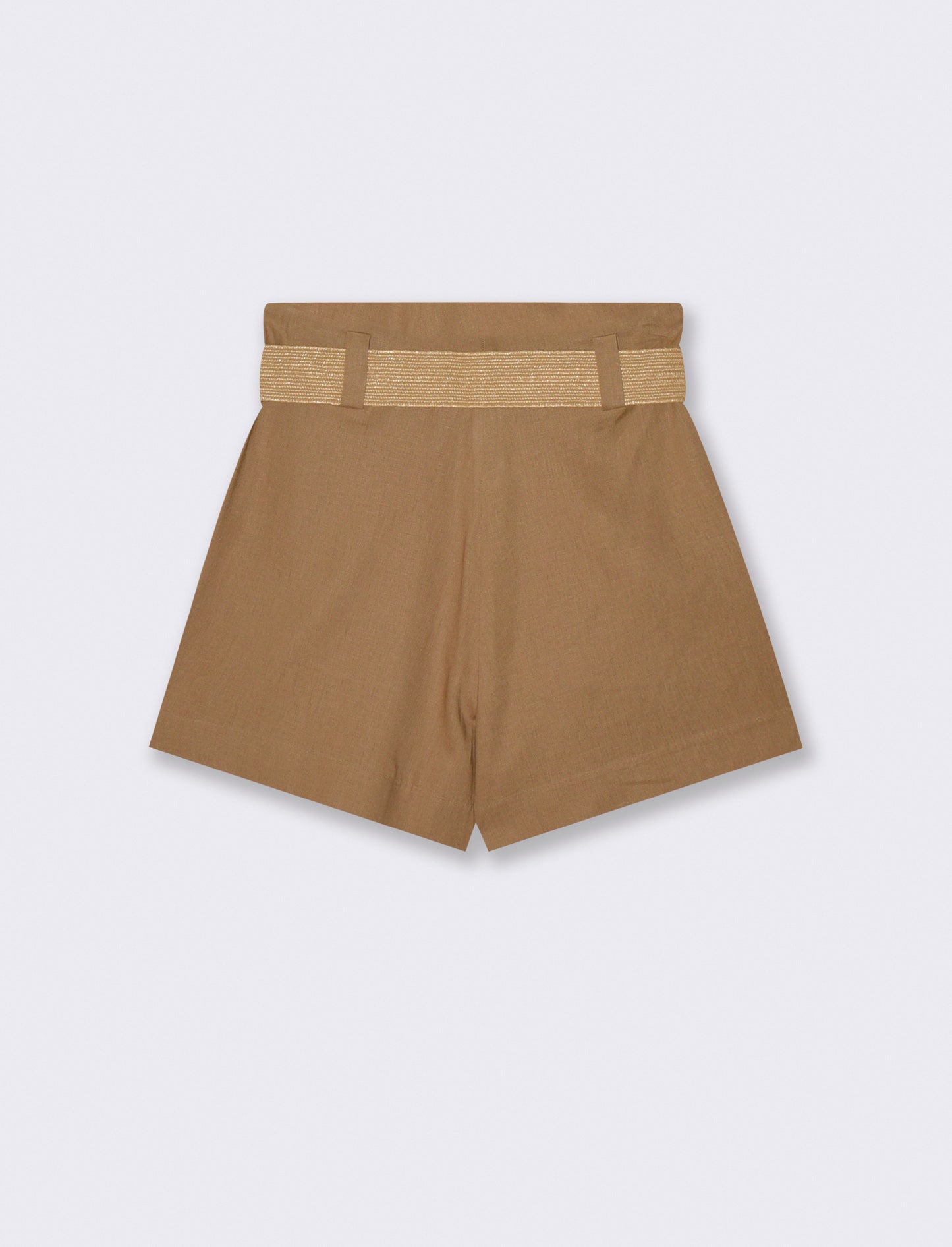 Shorts with waist belt - BROWN