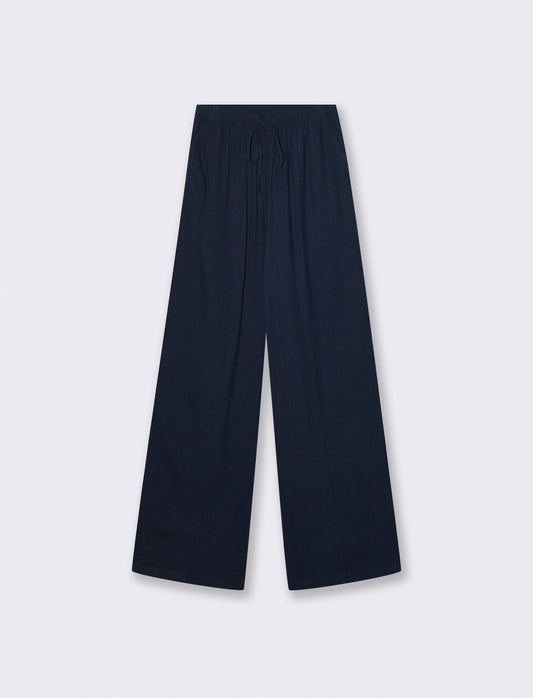 Pantaloni Elasticizzati con Coulisse e Tasche - Blu