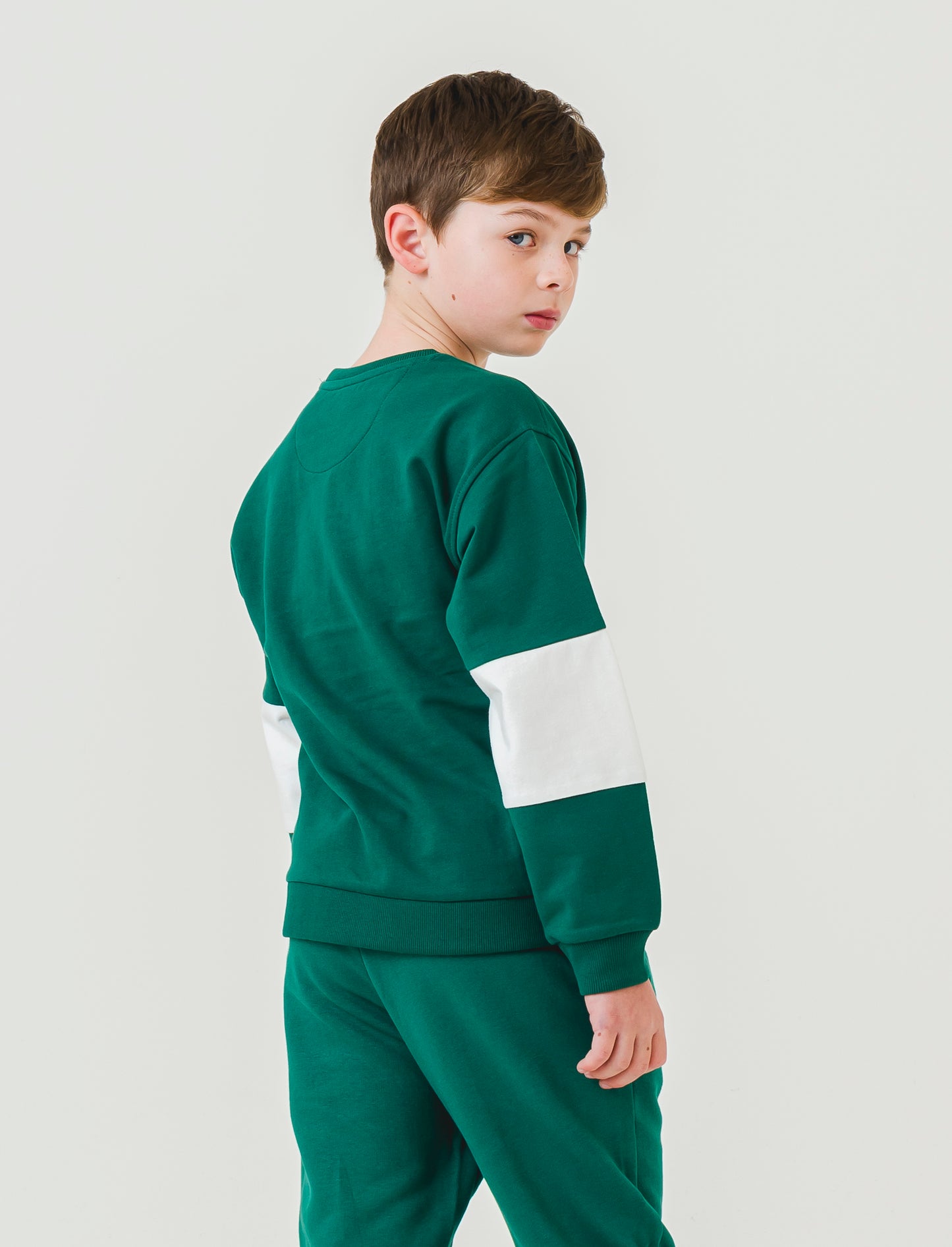 Felpa garzata stile college - Verde