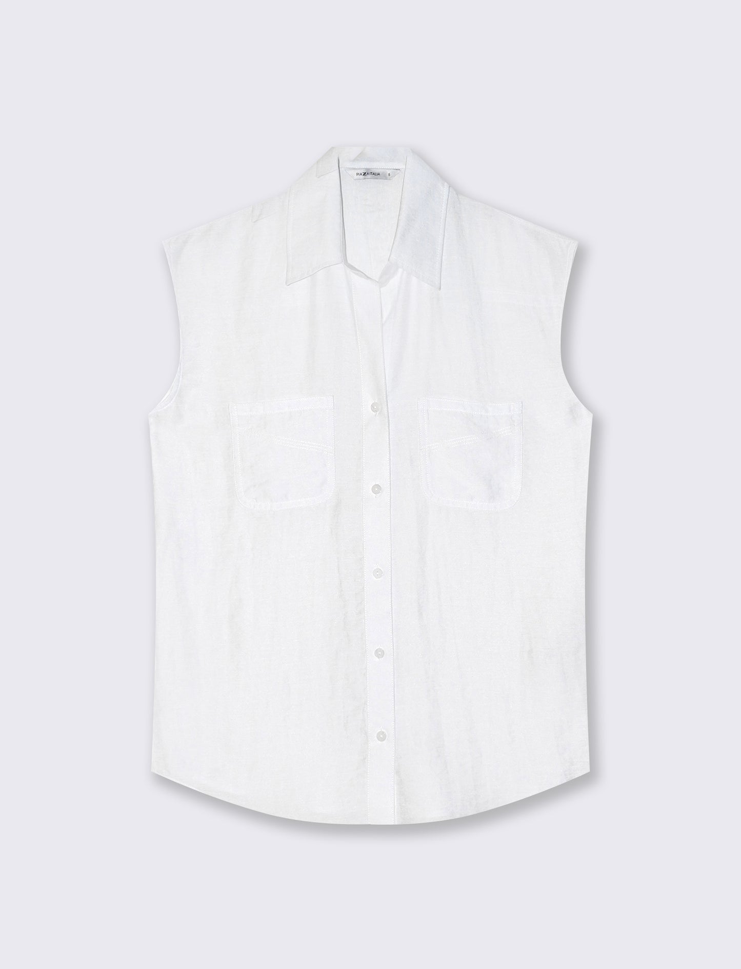 Camicia Giromanica con Tasche a Toppa - Bianco