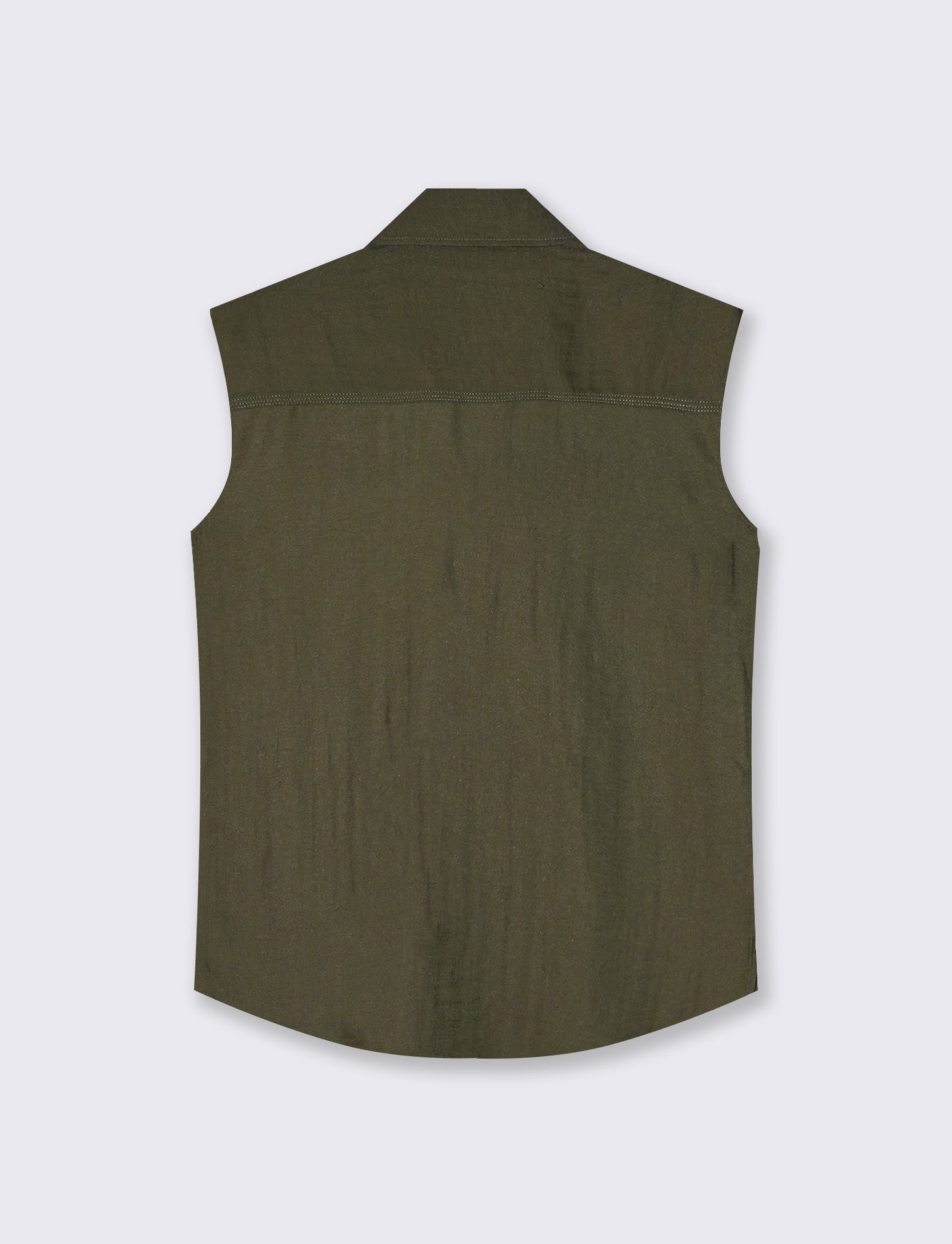 Sleeveless Shirt with Patch Pockets - Green