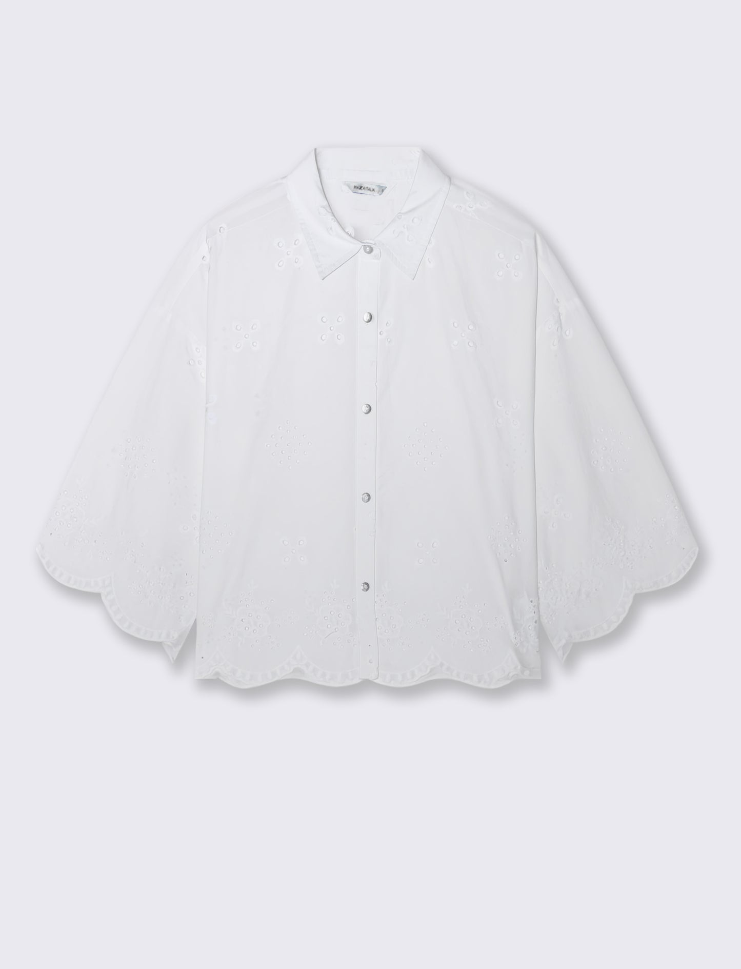 Camicia in pizzo con manica a campana - Bianco