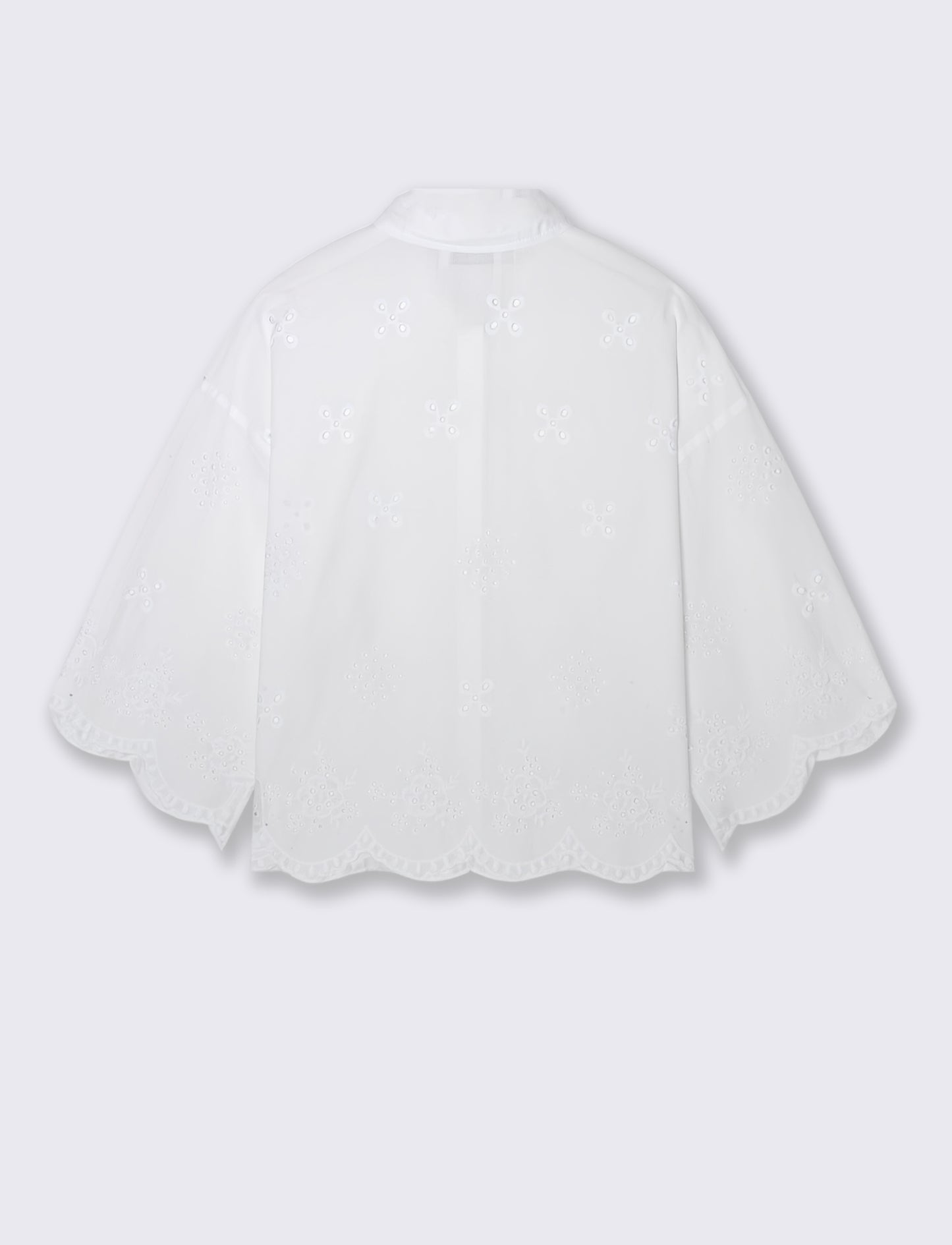 Camicia in pizzo con manica a campana - Bianco