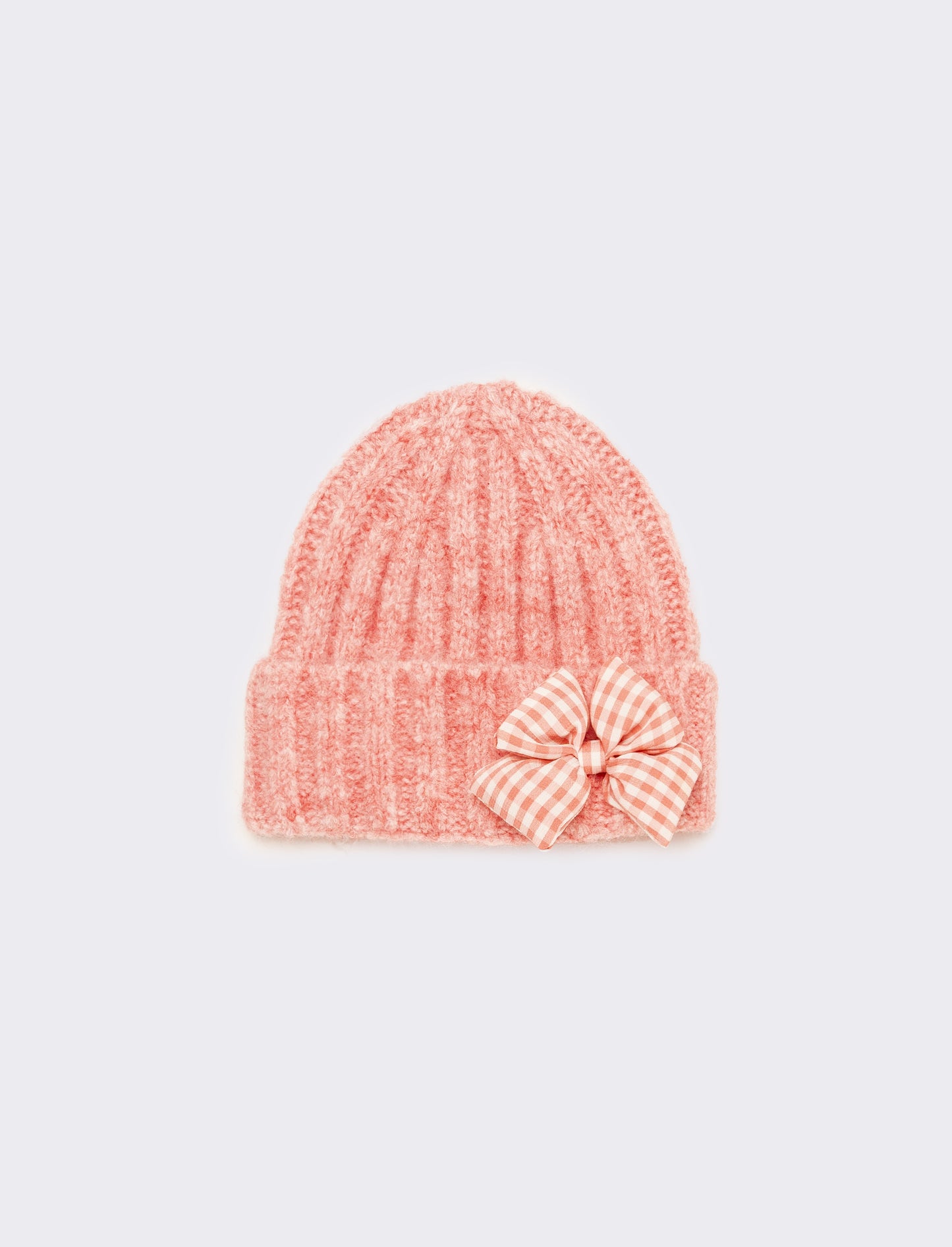 Set cappello e sciarpa con fiocco vichy - Rosa