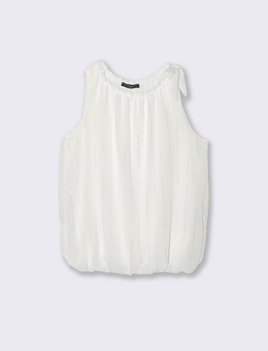 Top in fantasia con tessuto leggero - Bianco