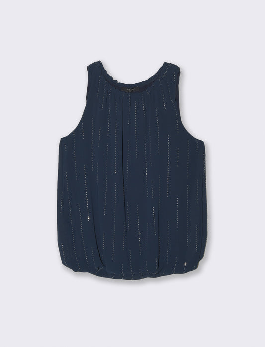 Top in fantasia con tessuto leggero - Blu