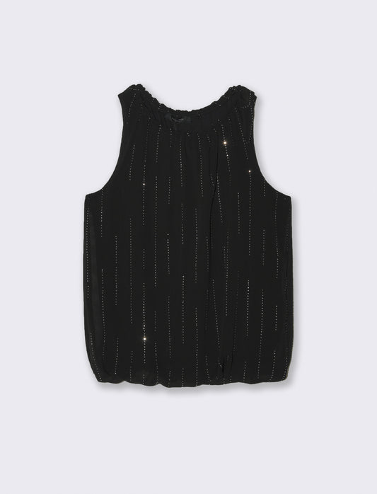 Top in fantasia con tessuto leggero - Nero