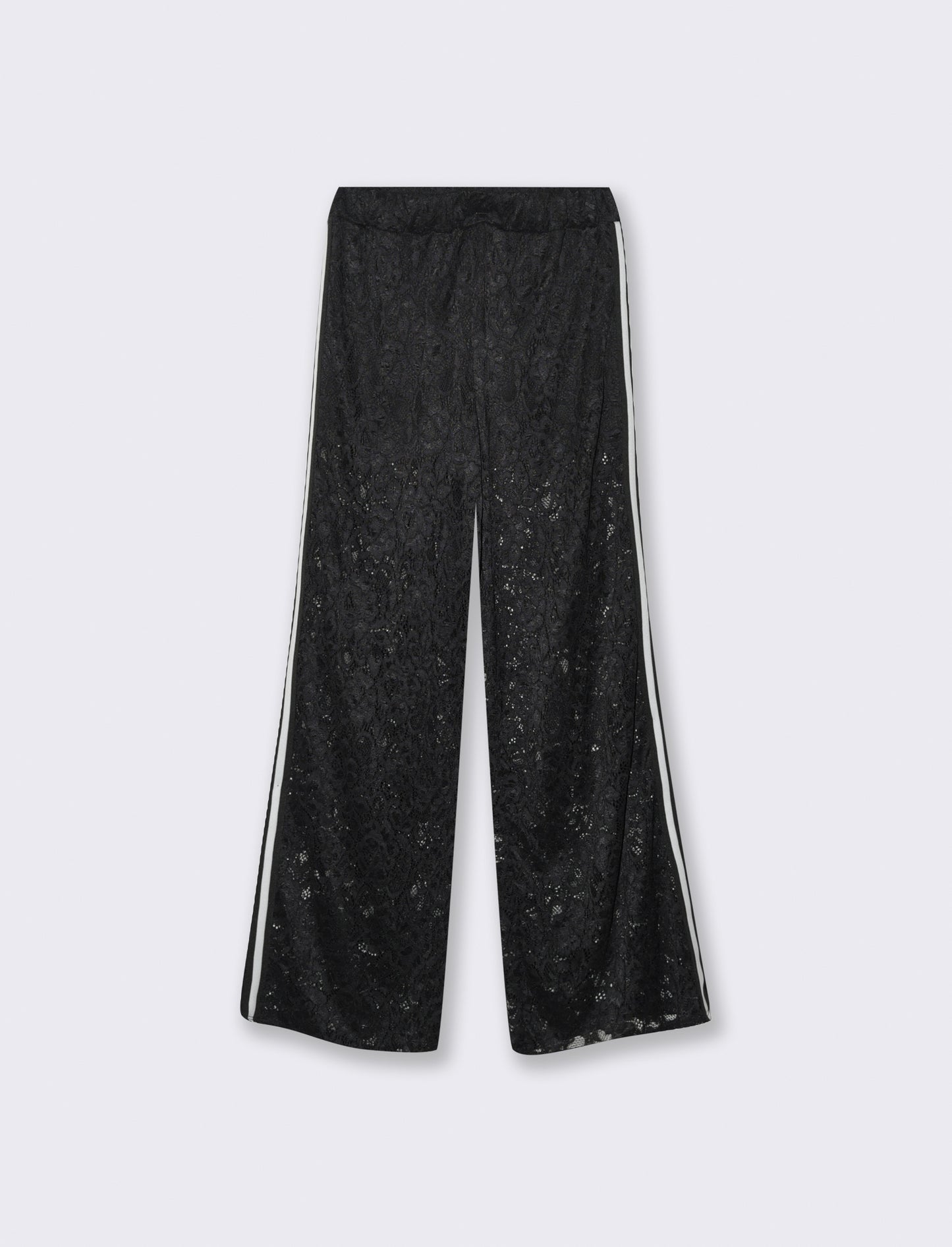 Pantalone in pizzo con bande laterali - Nero