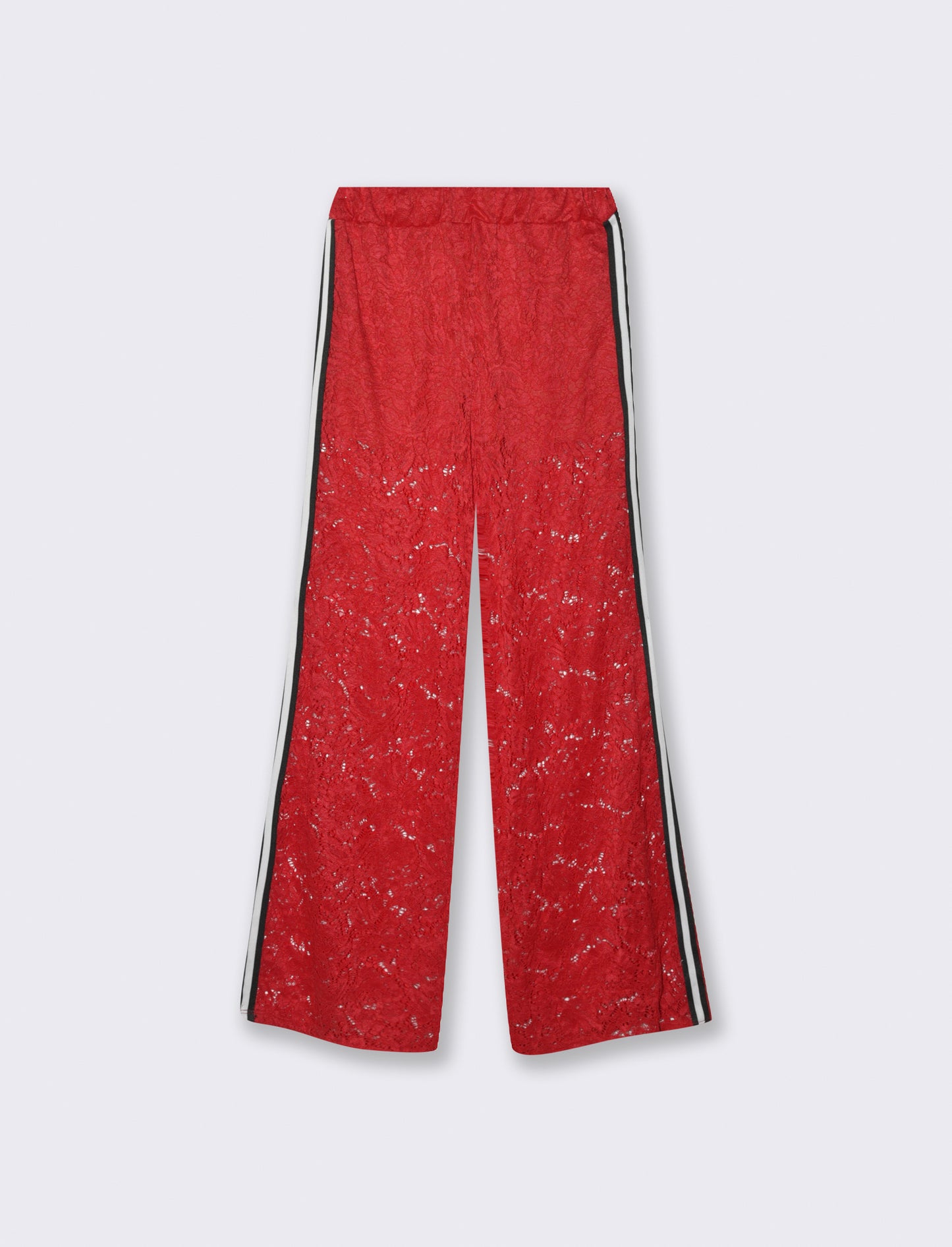 Pantalone in pizzo con bande laterali - Rosso
