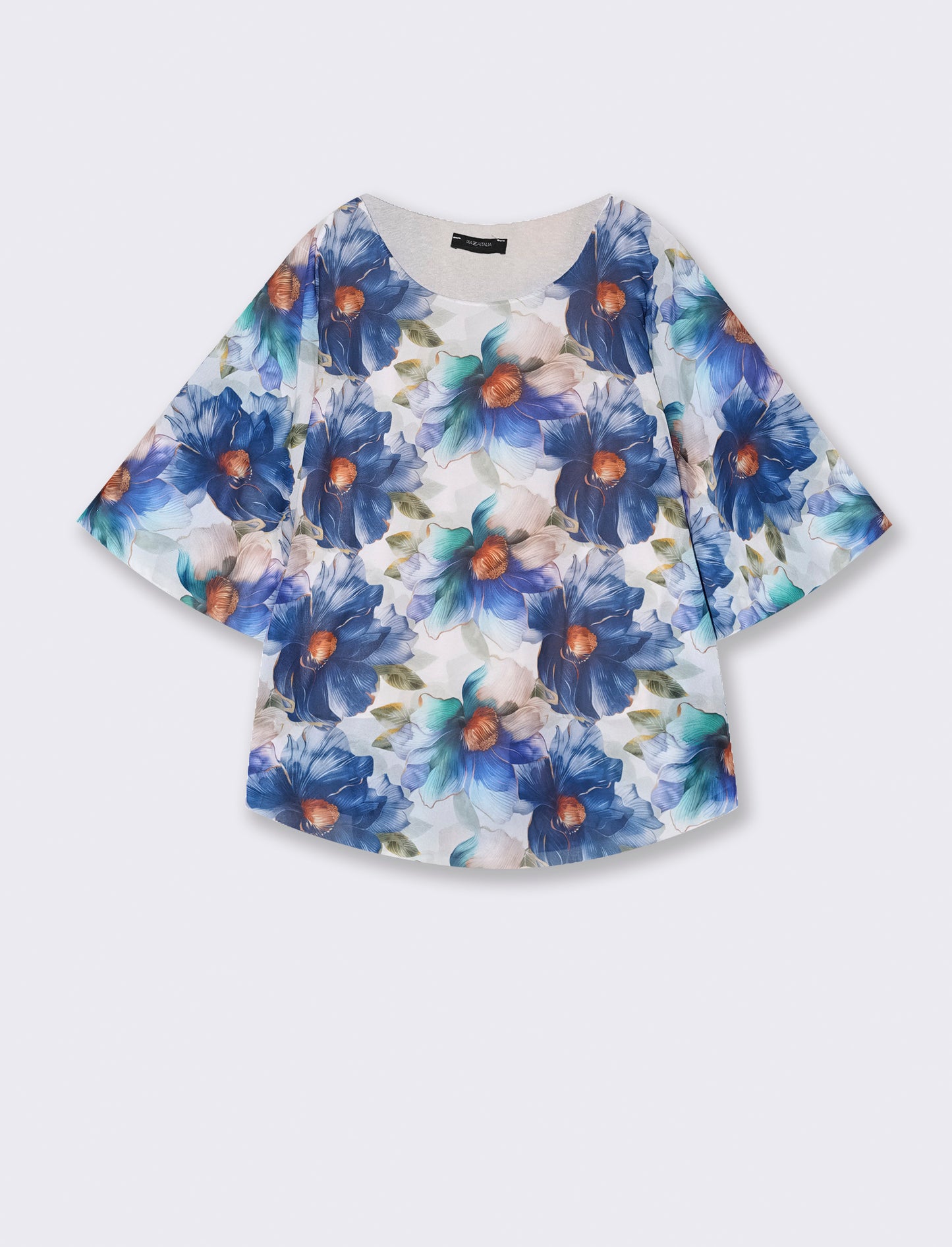 Casacca stampata over in tessuto leggero - Blu