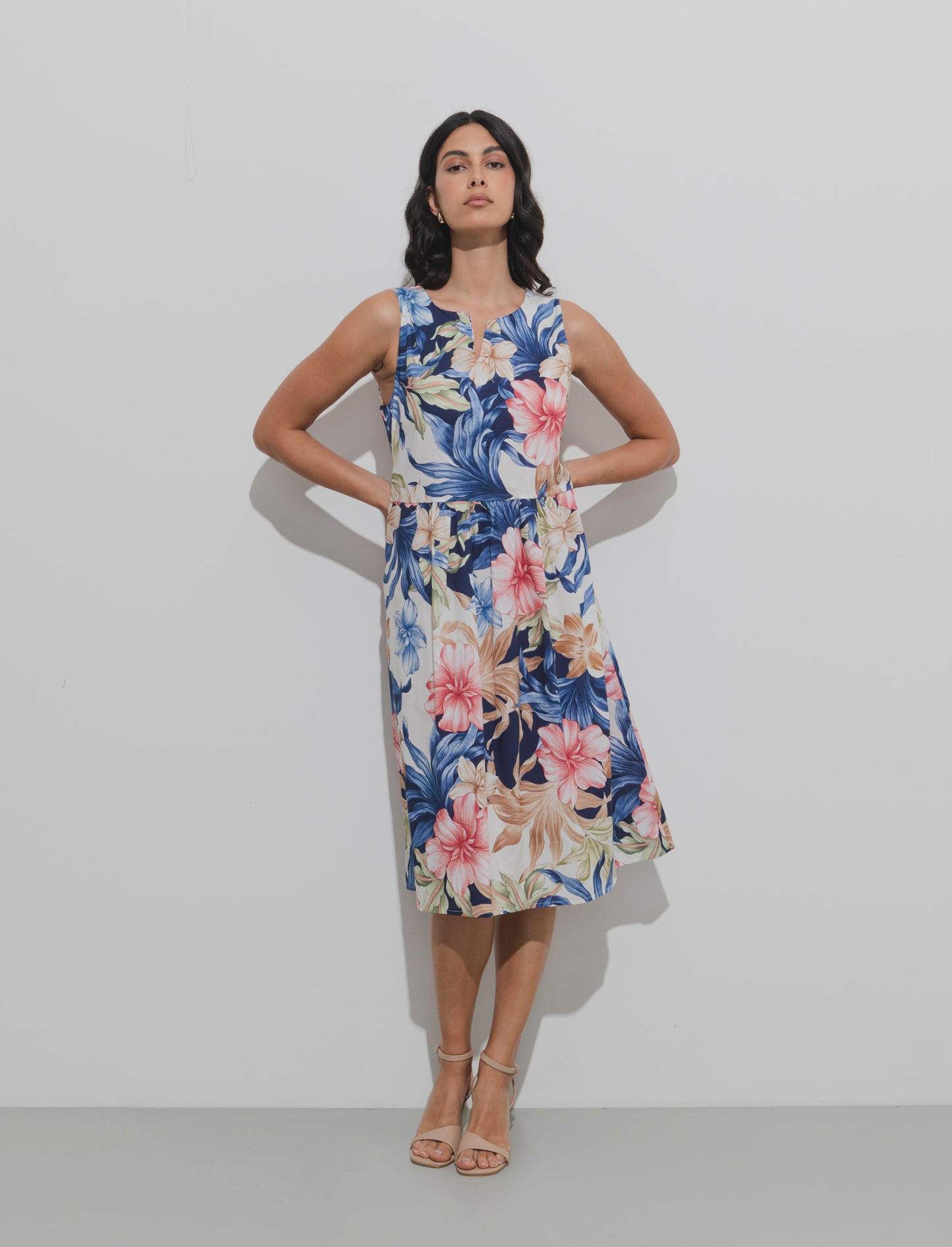 Vestito in cotone stampato - Blu