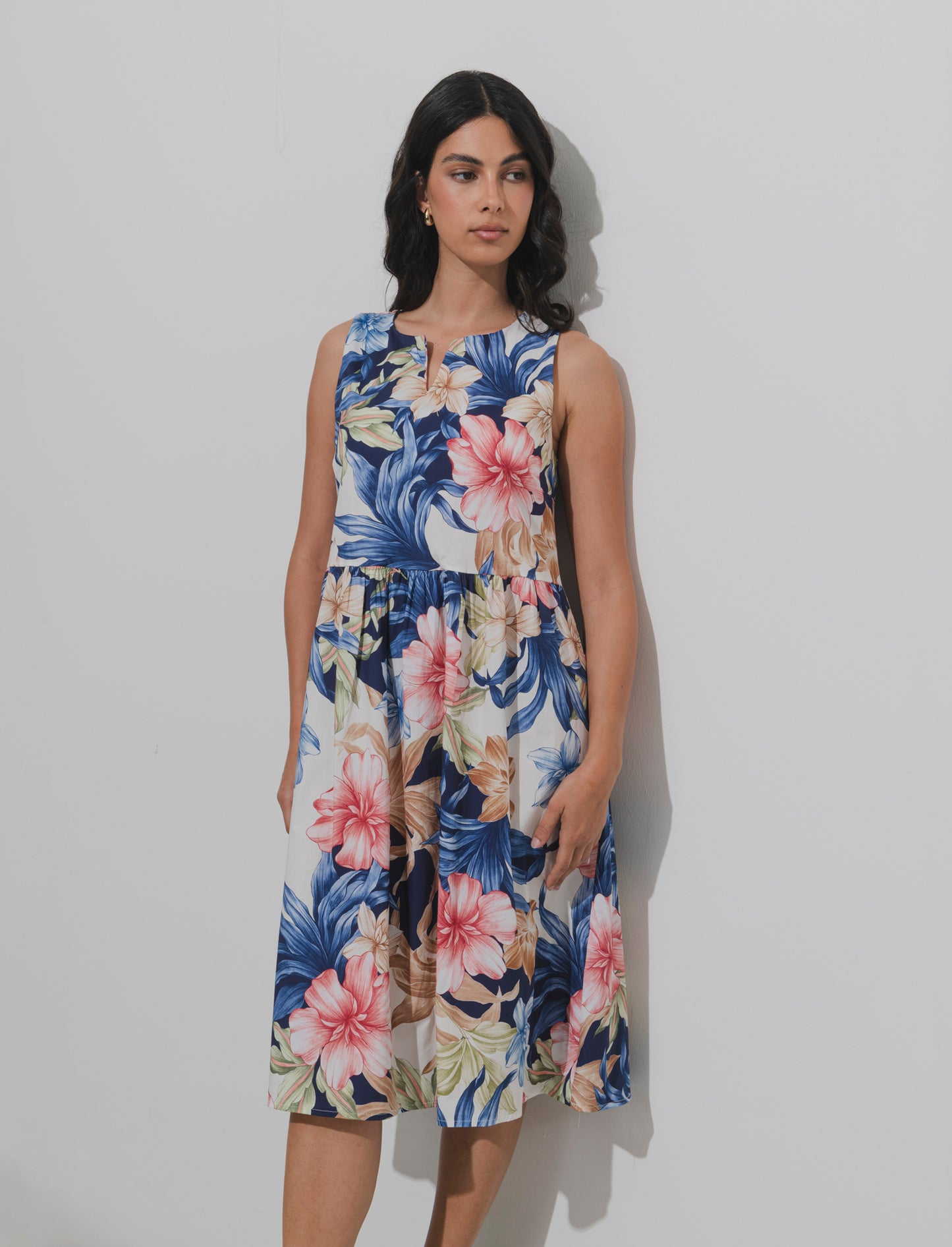 Vestito in cotone stampato - Blu