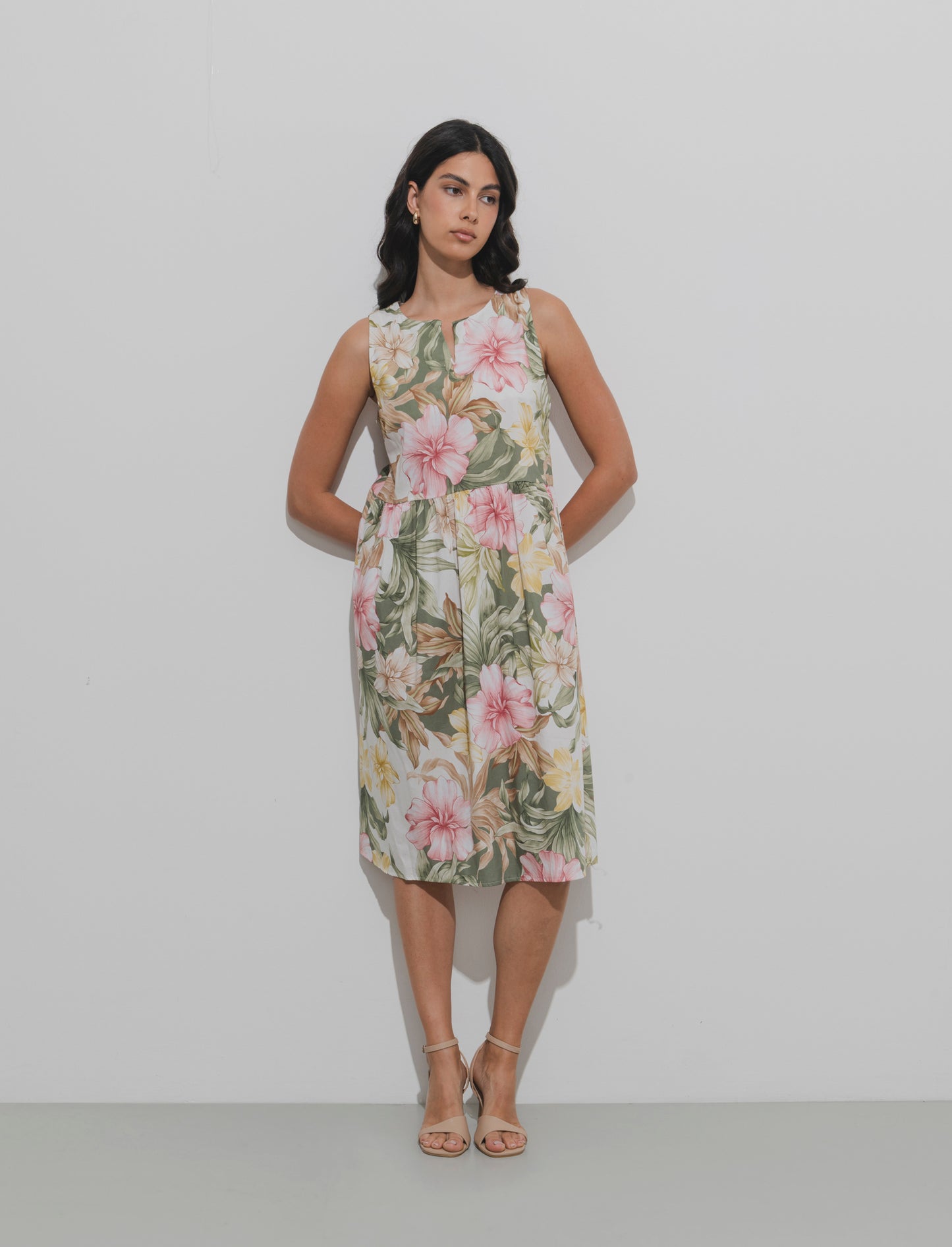 Vestito in cotone stampato - Verde