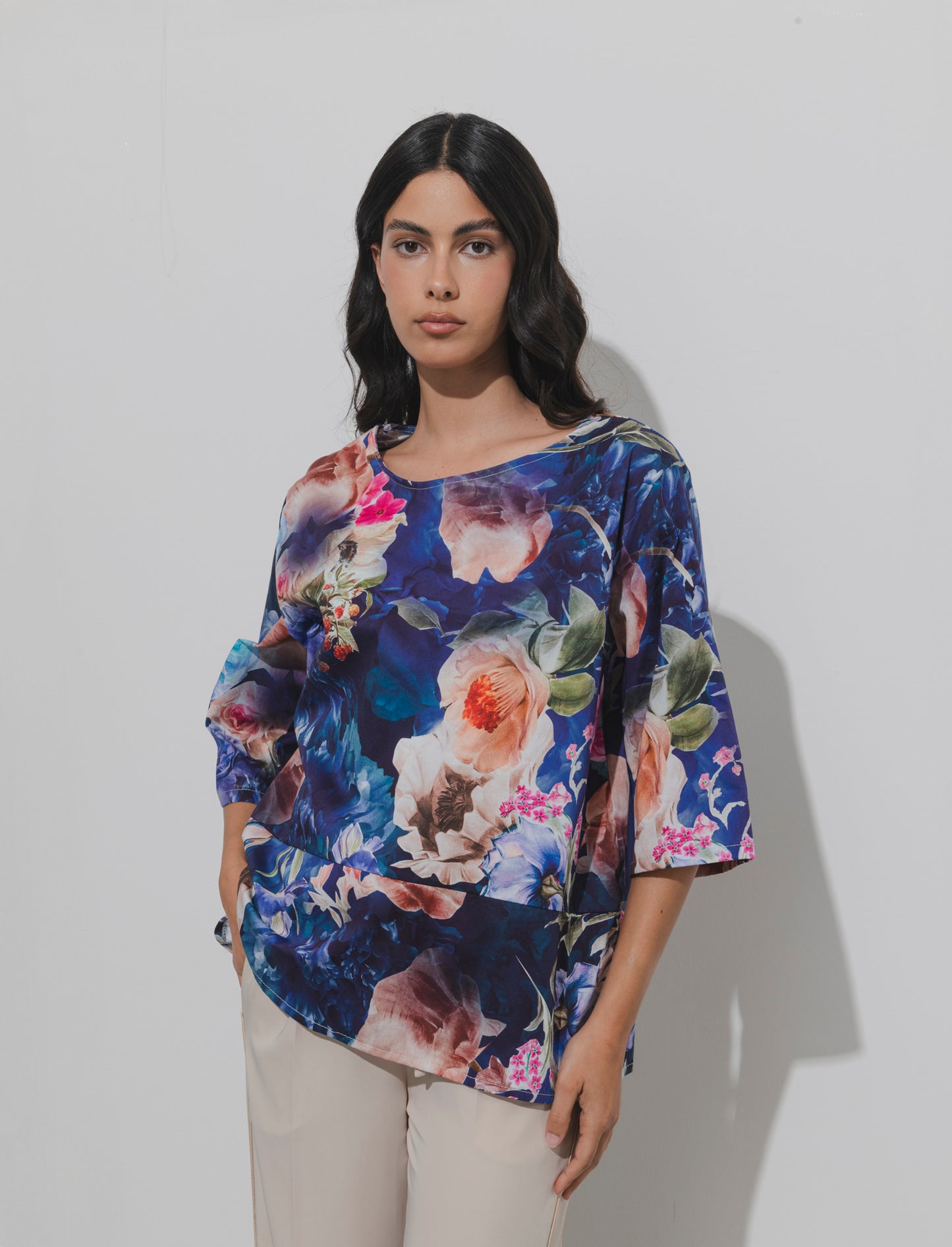 Tshirt stampata in cotone - Blu