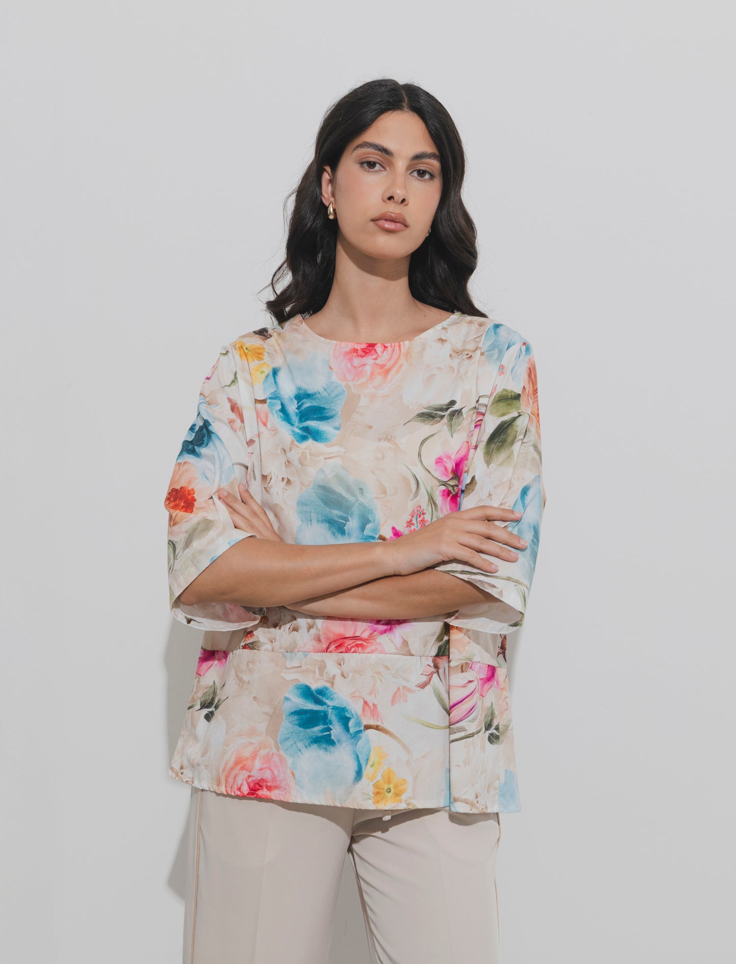 Tshirt stampata in cotone - Beige