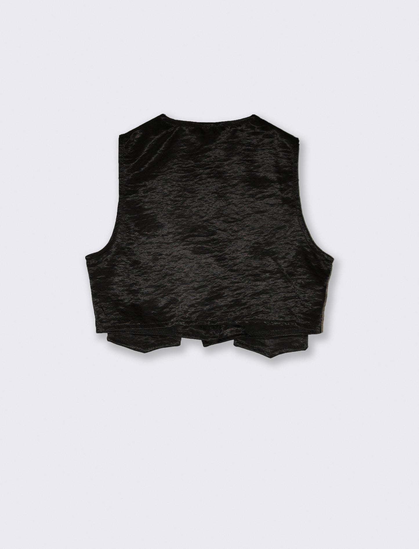 Gilet corto elegante dal tessuto lucido. - Nero