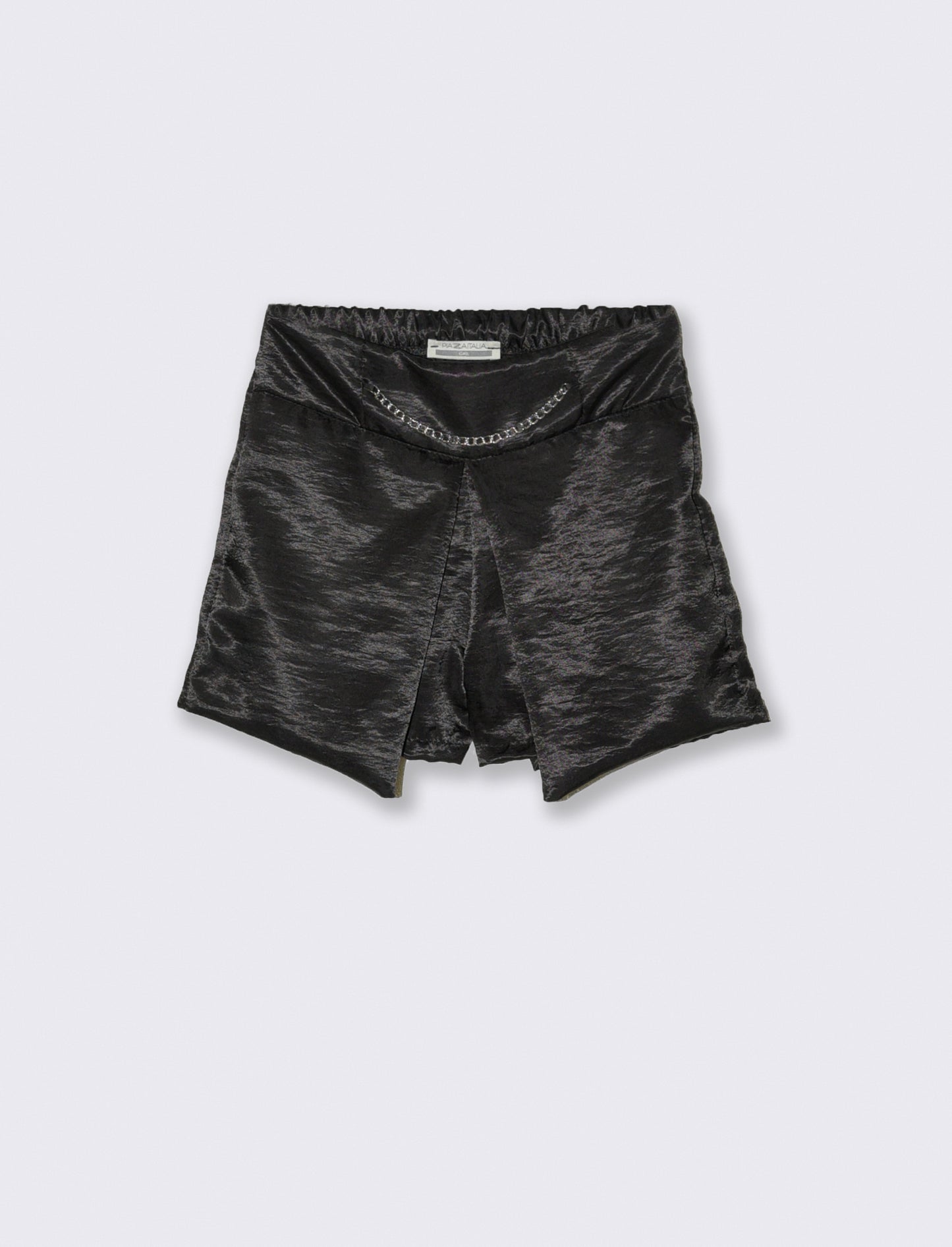 Short elegante in tessuto lucido da bambina. - Nero