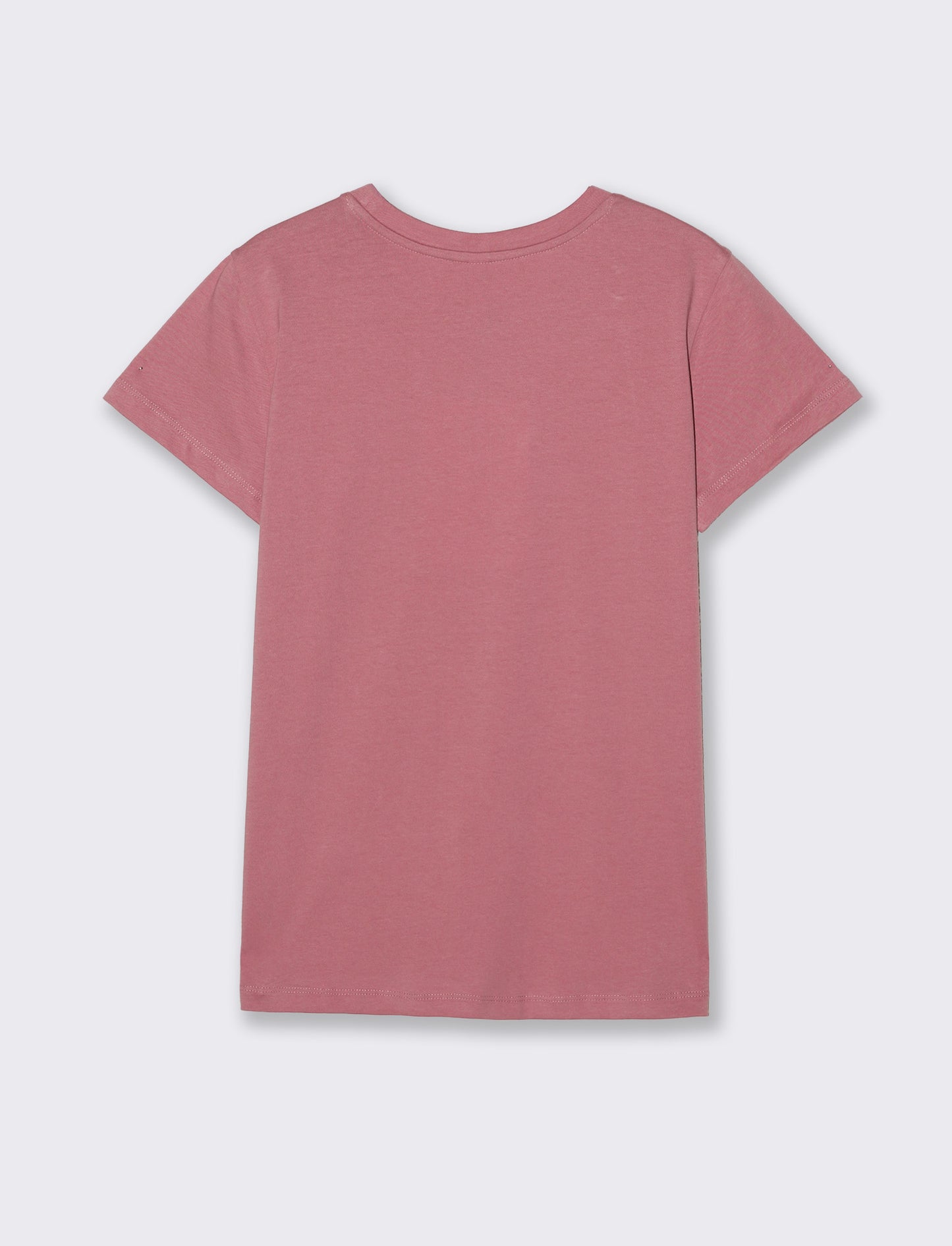 T-Shirt Manica Corta con Stampa - Rosa polvere