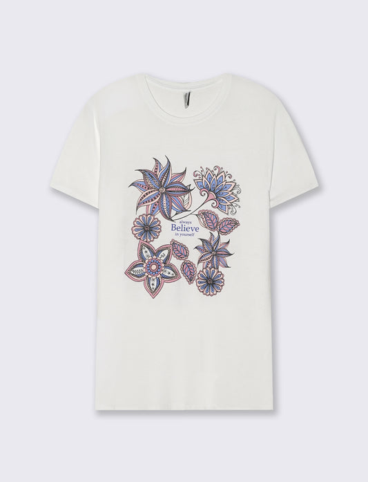 T-Shirt Manica Corta Girocollo con Stampa - var 2
