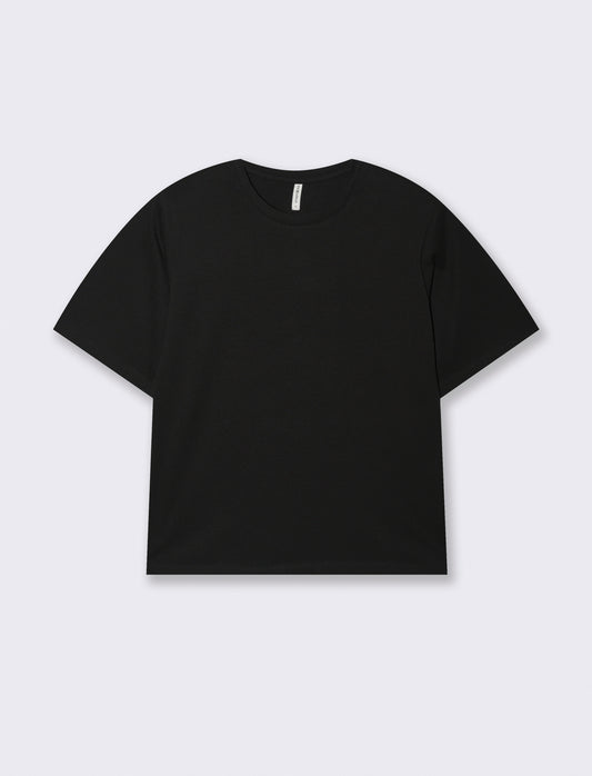 T-Shirt Basica con Spalline - Nero