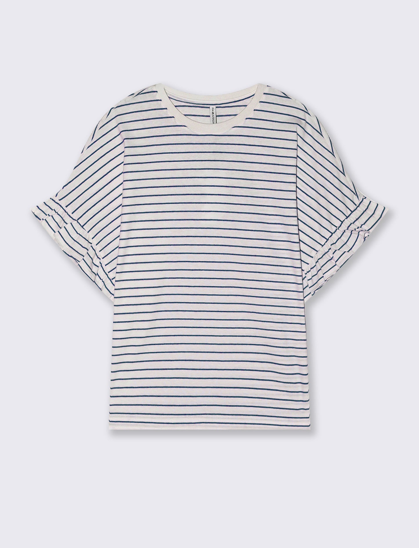 T-Shirt Girocollo Mezza Manica con Ruches - var 1