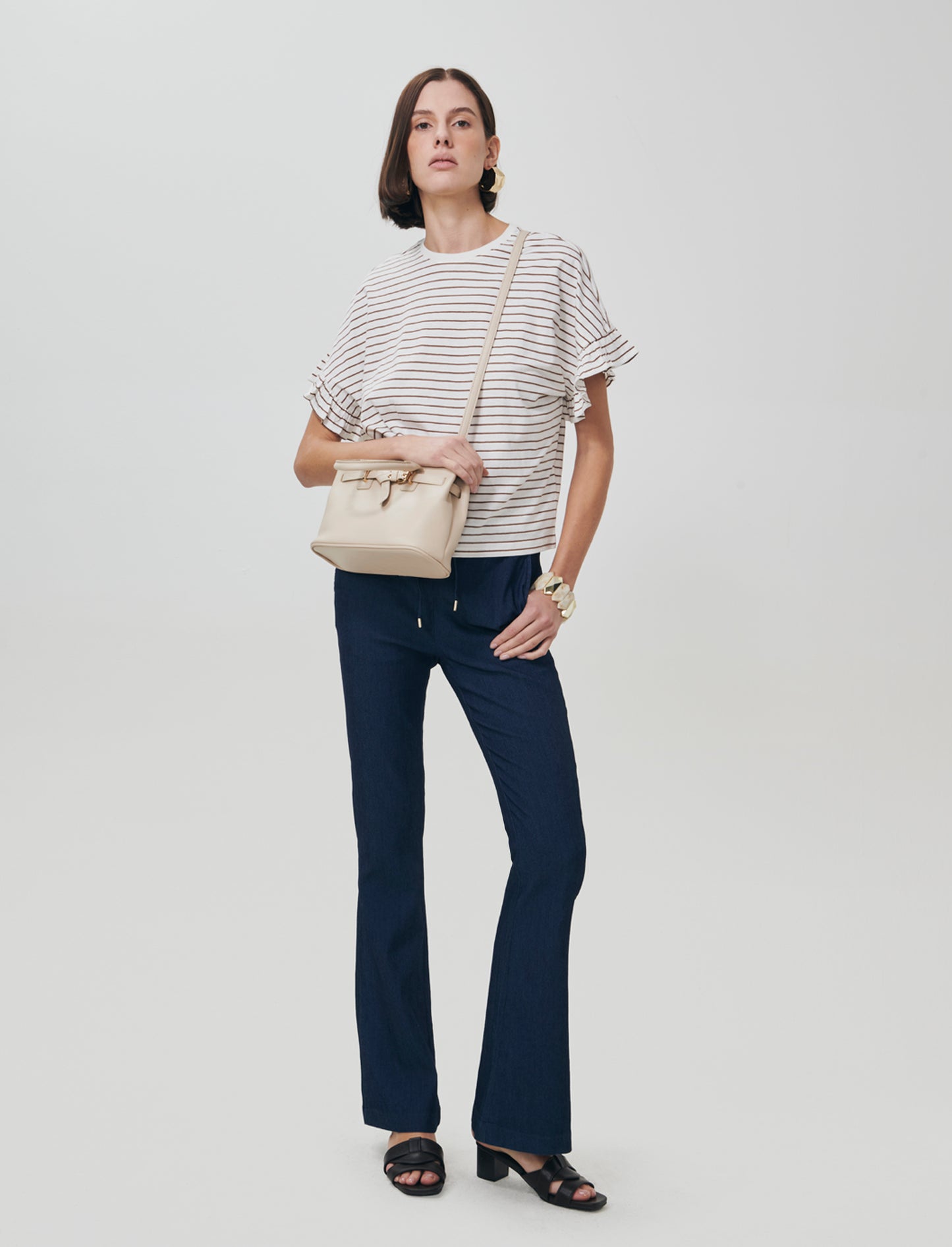 T-Shirt Girocollo Mezza Manica con Ruches - var 2